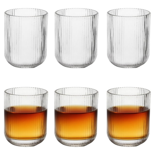 6-Piece Ribbed Whiskey Tumbler Set