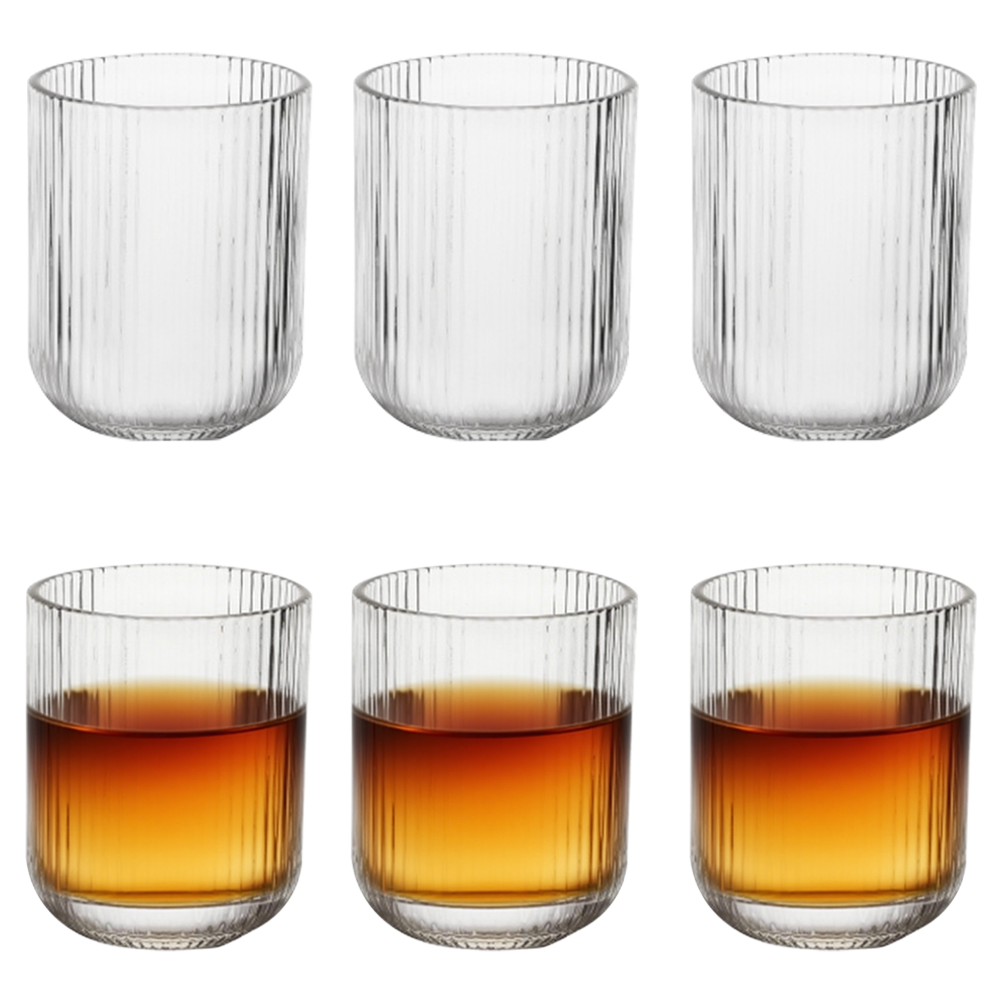 6-Piece Ribbed Whiskey Tumbler Set