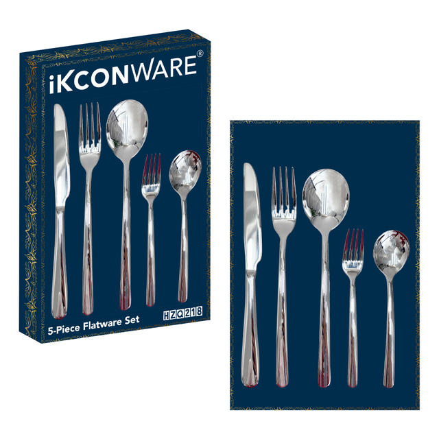 5-Piece Mirror-Polished Stainless Steel Cutlery Set