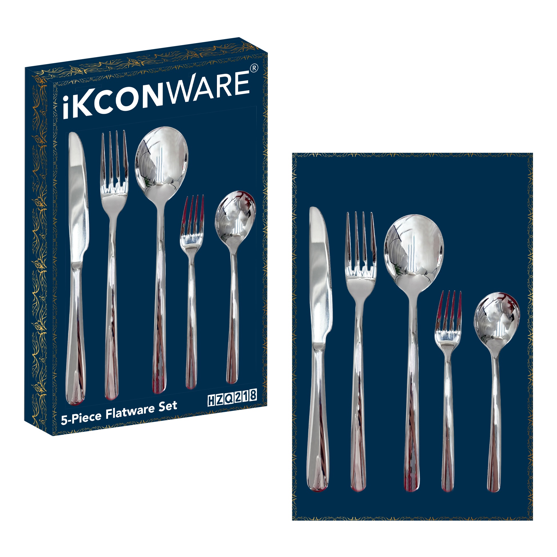 5-Piece Mirror-Polished Stainless Steel Cutlery Set