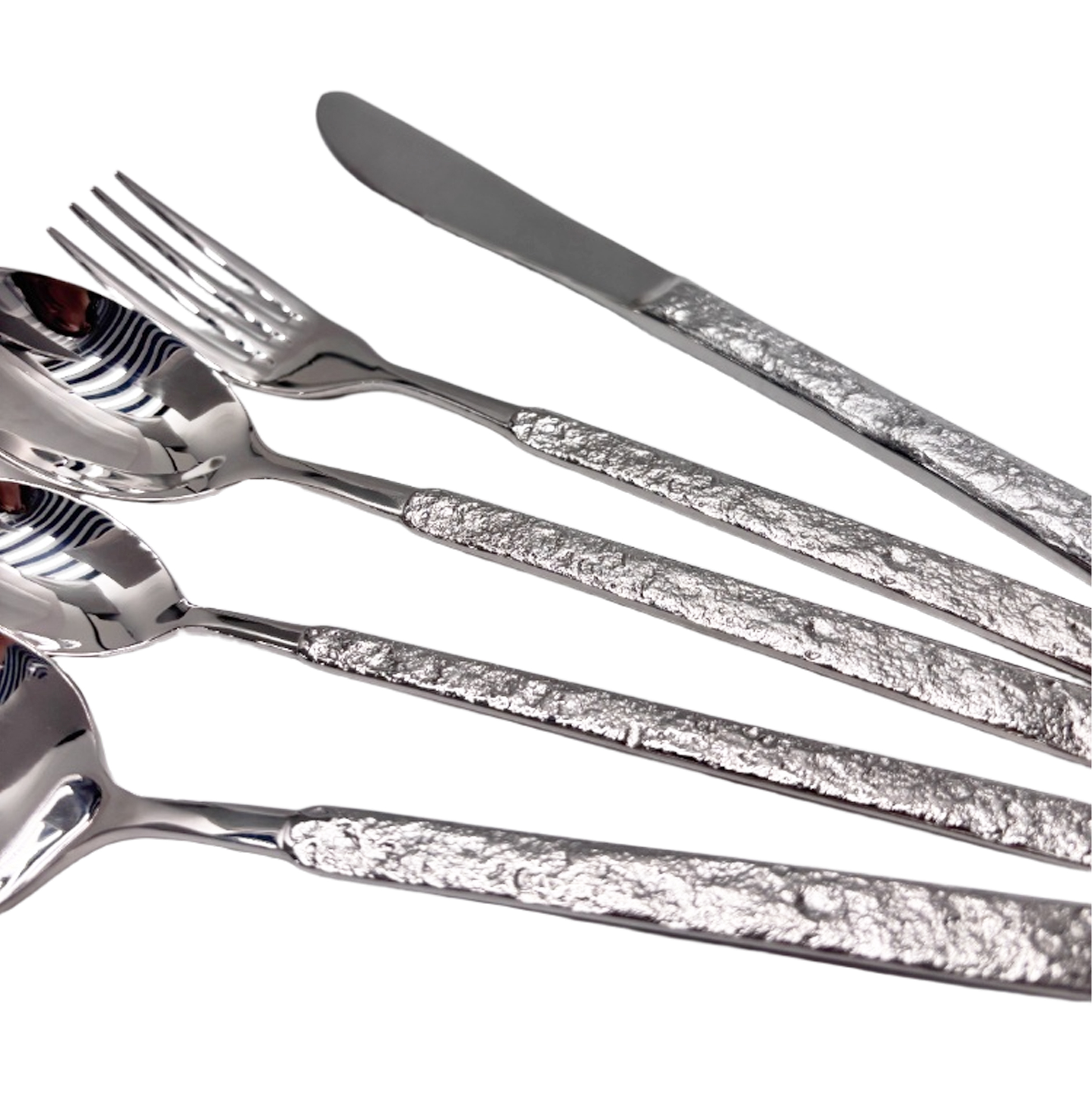 10-Piece Textured Silver Cutlery Set