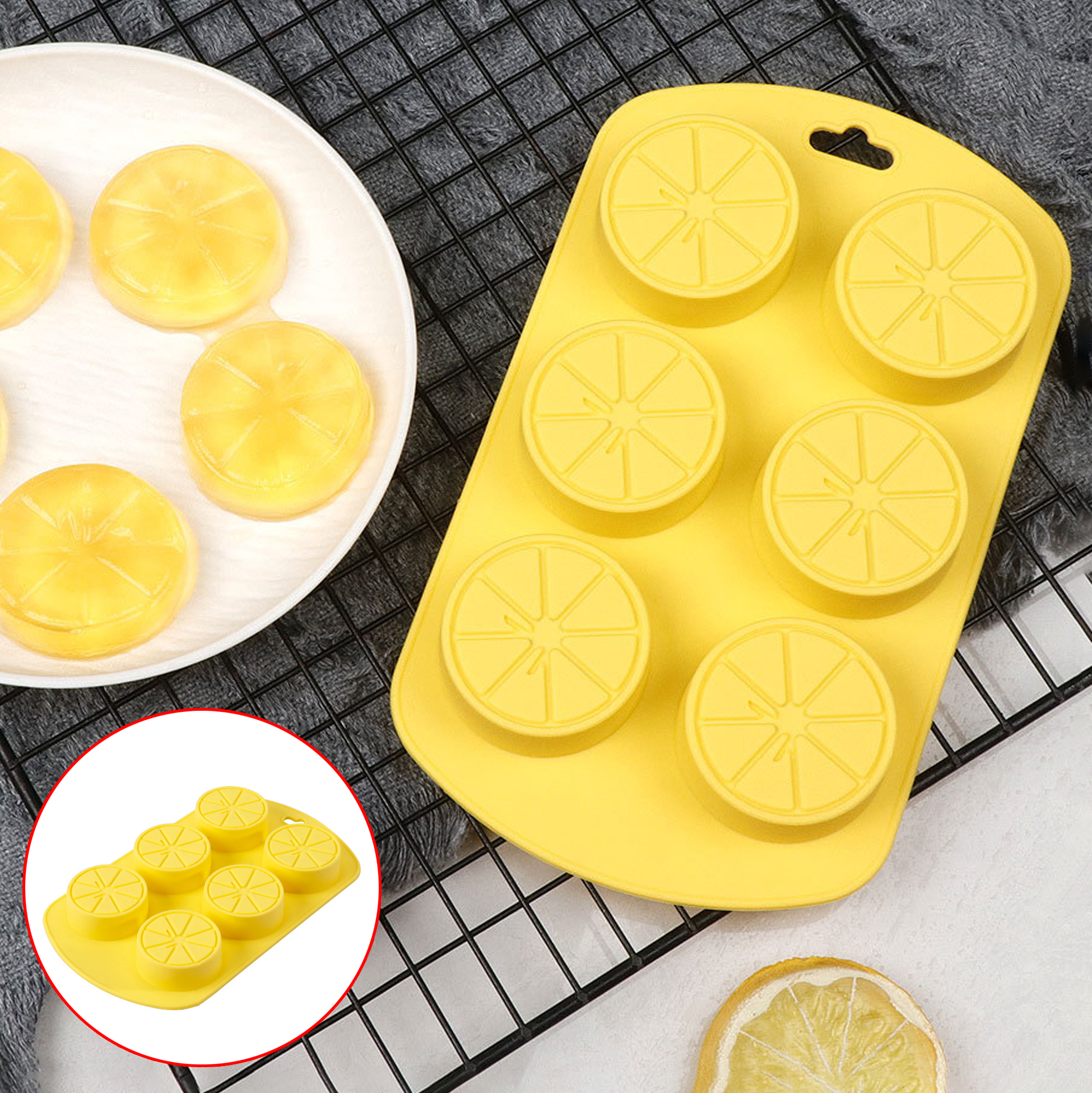 6-Cavity Lemon-Shaped Silicone Dessert Mold