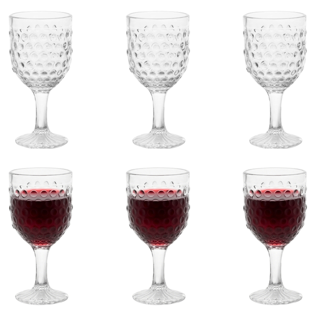 6-Piece Hobnail Red Wine Glass Set