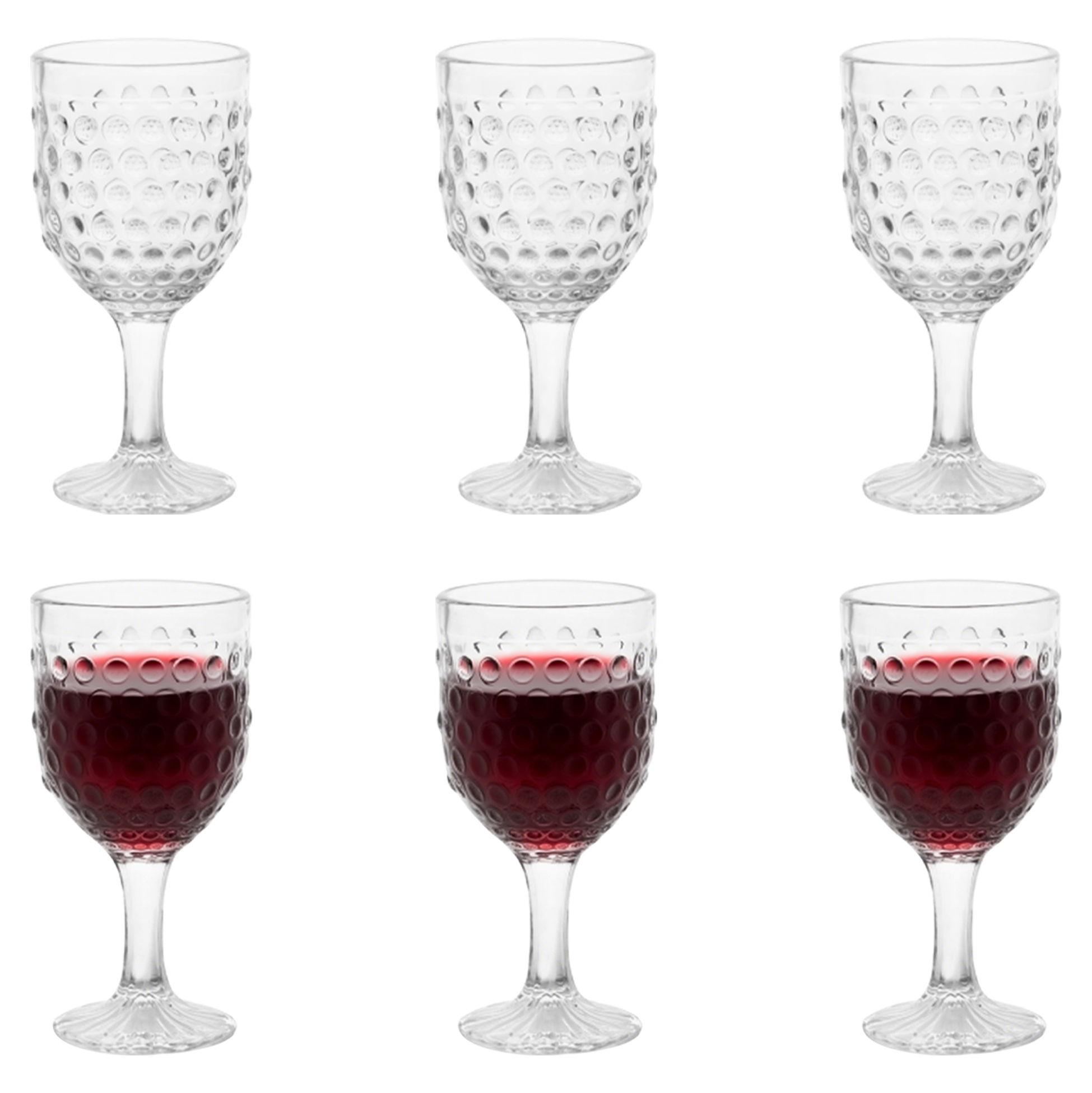 6-Piece Hobnail Red Wine Glass Set