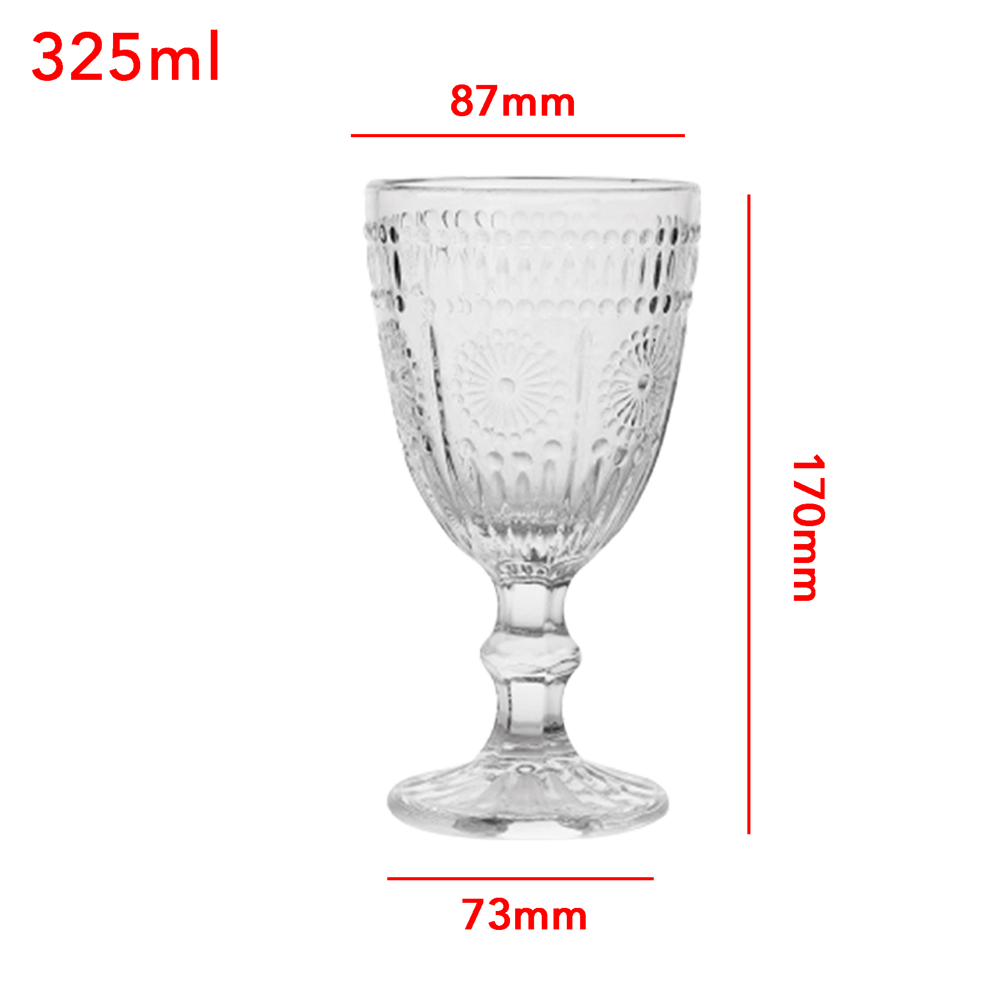 6-Piece Sunflower-Embossed Wine Glass Set