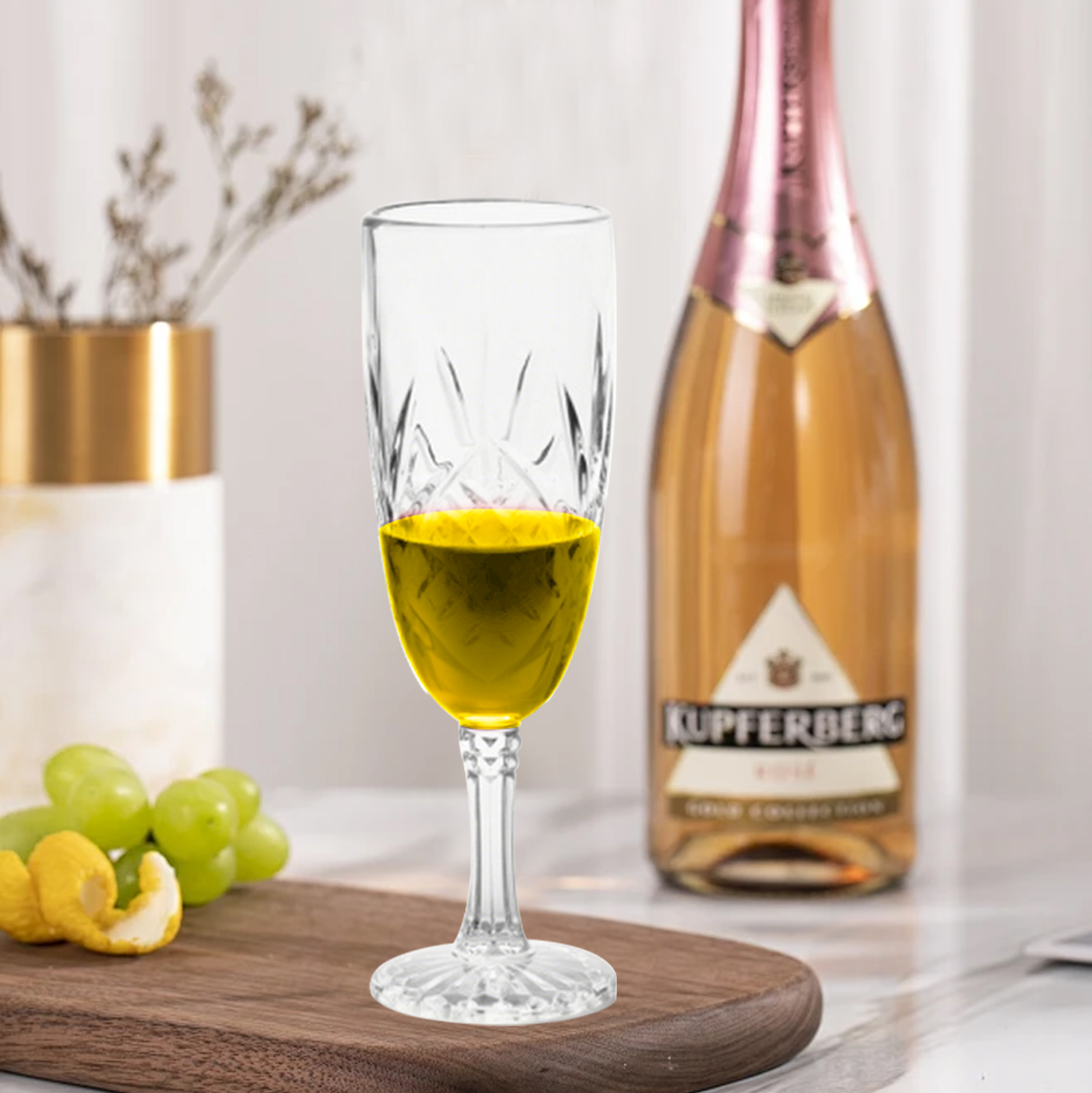 6-Piece Cut-Crystal Champagne Flute Set