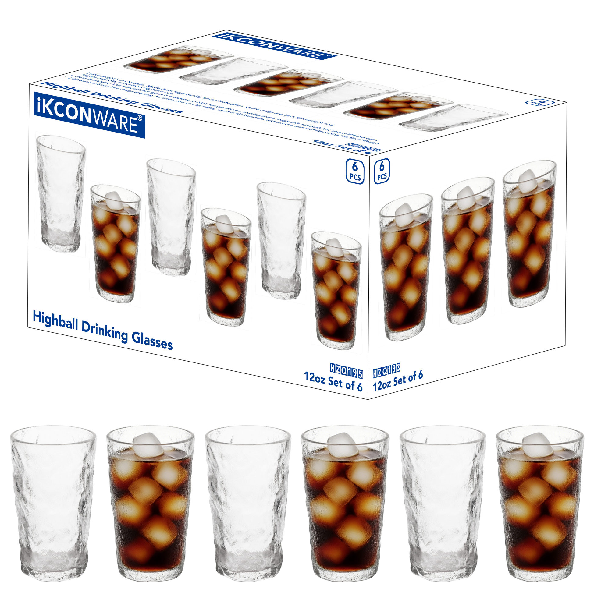 6-Piece Textured Ice Cube Glass Set