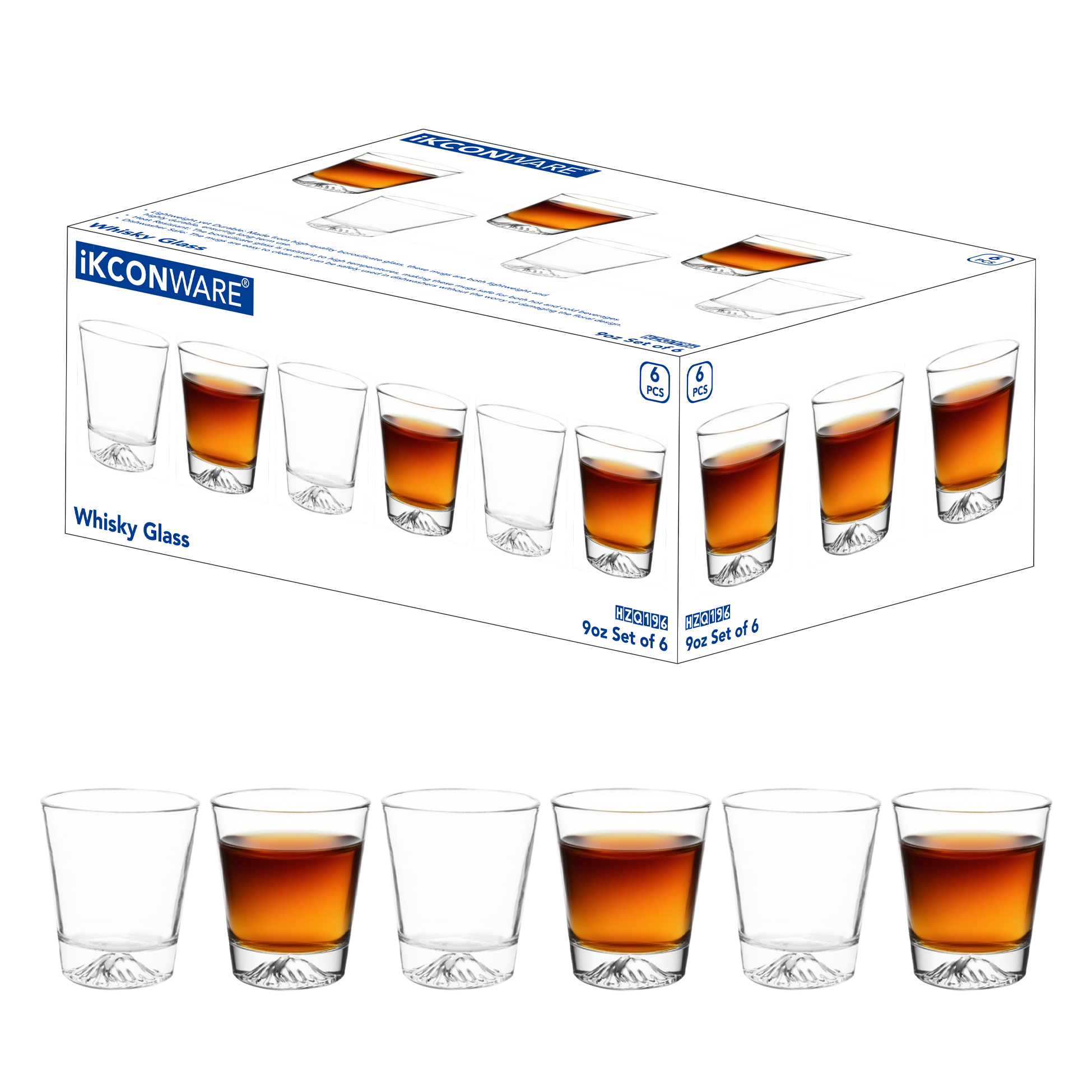 6-Piece MountainBase Whiskey Glass Set