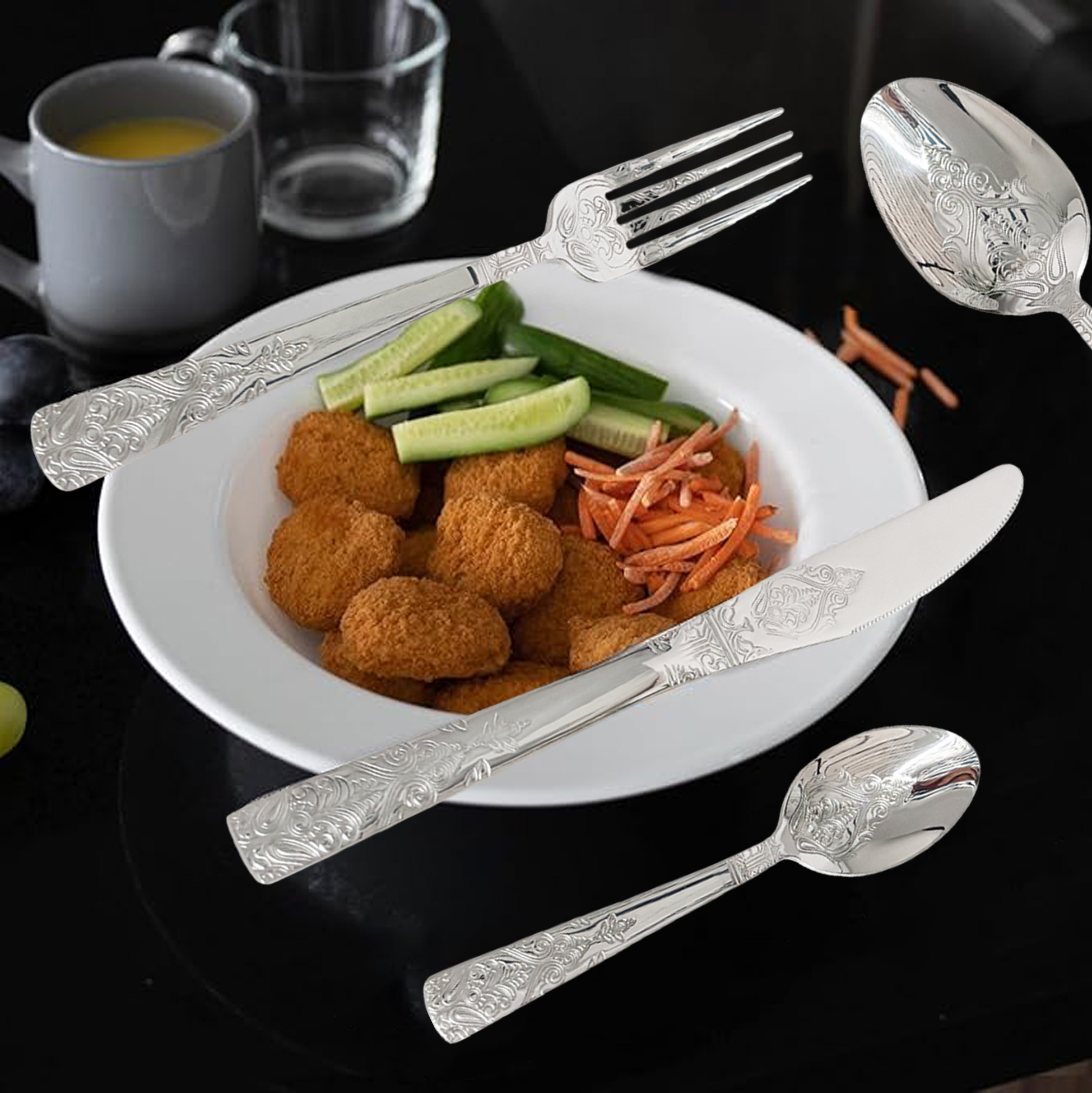 24-Piece Ornate Silver-Plated Cutlery Set