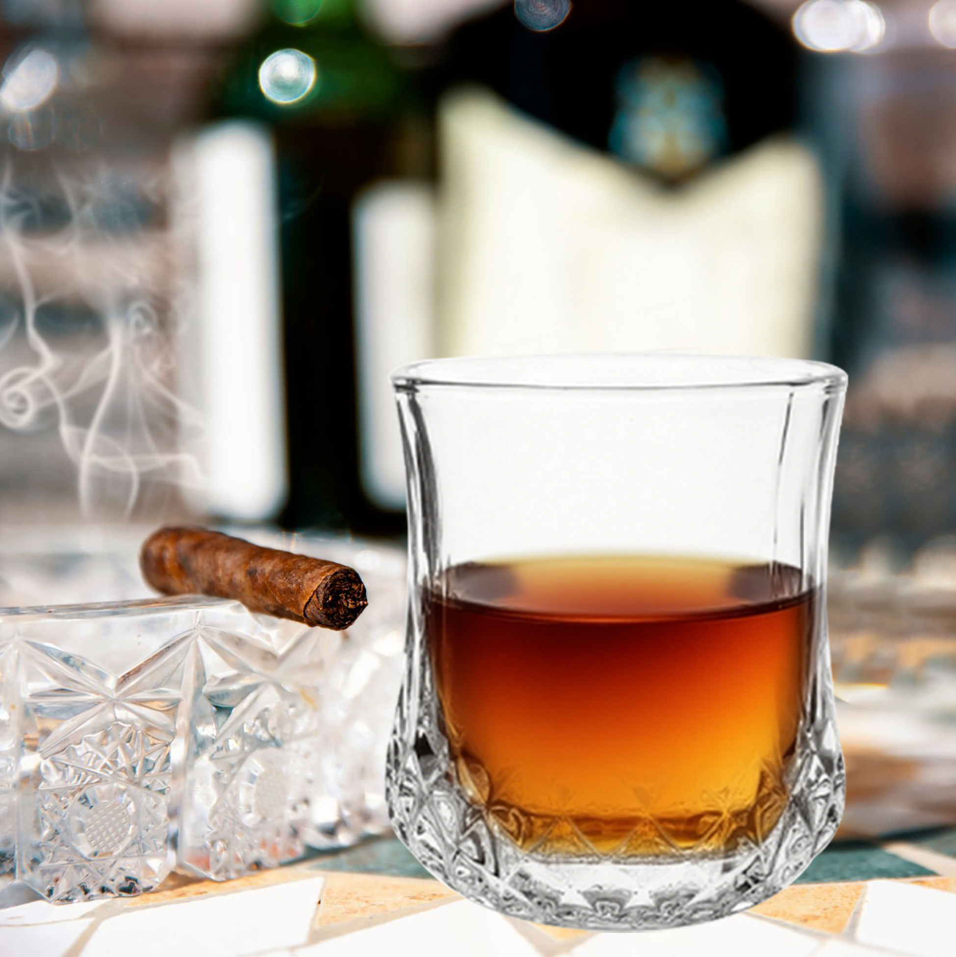 6-Piece Diamond-Cut Whiskey Glass Set
