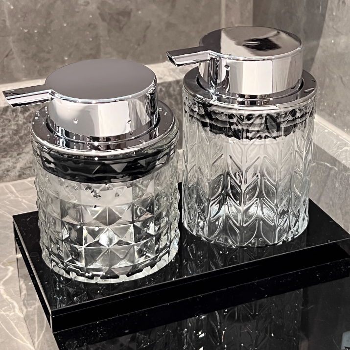 Crystal-Cut Glass Hand Soap Dispenser