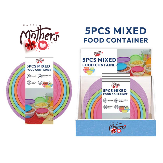 5-Piece Plastic Food Storage Containers with Lids