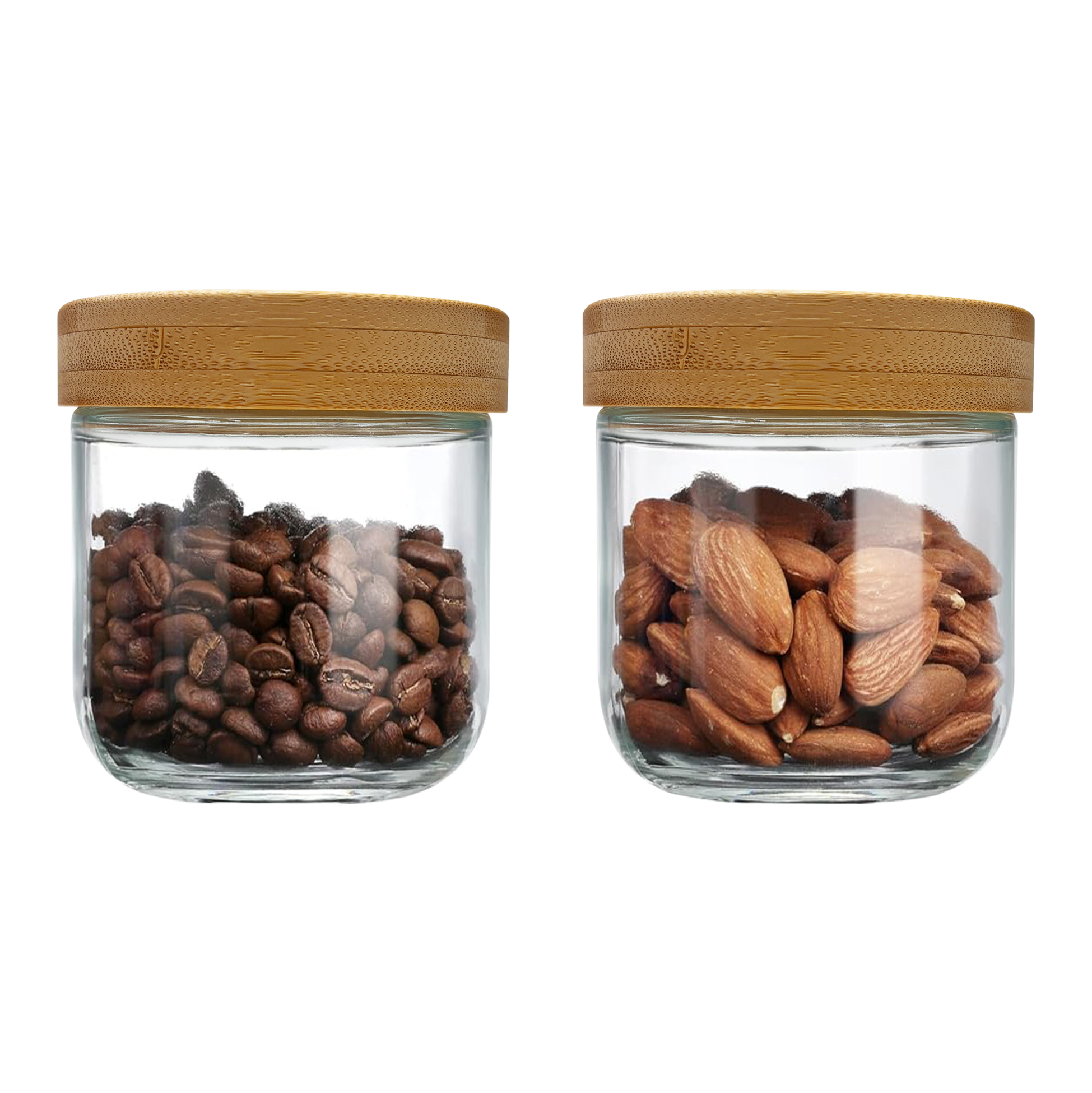 2-piece Glass Storage Jars with Bamboo Lids