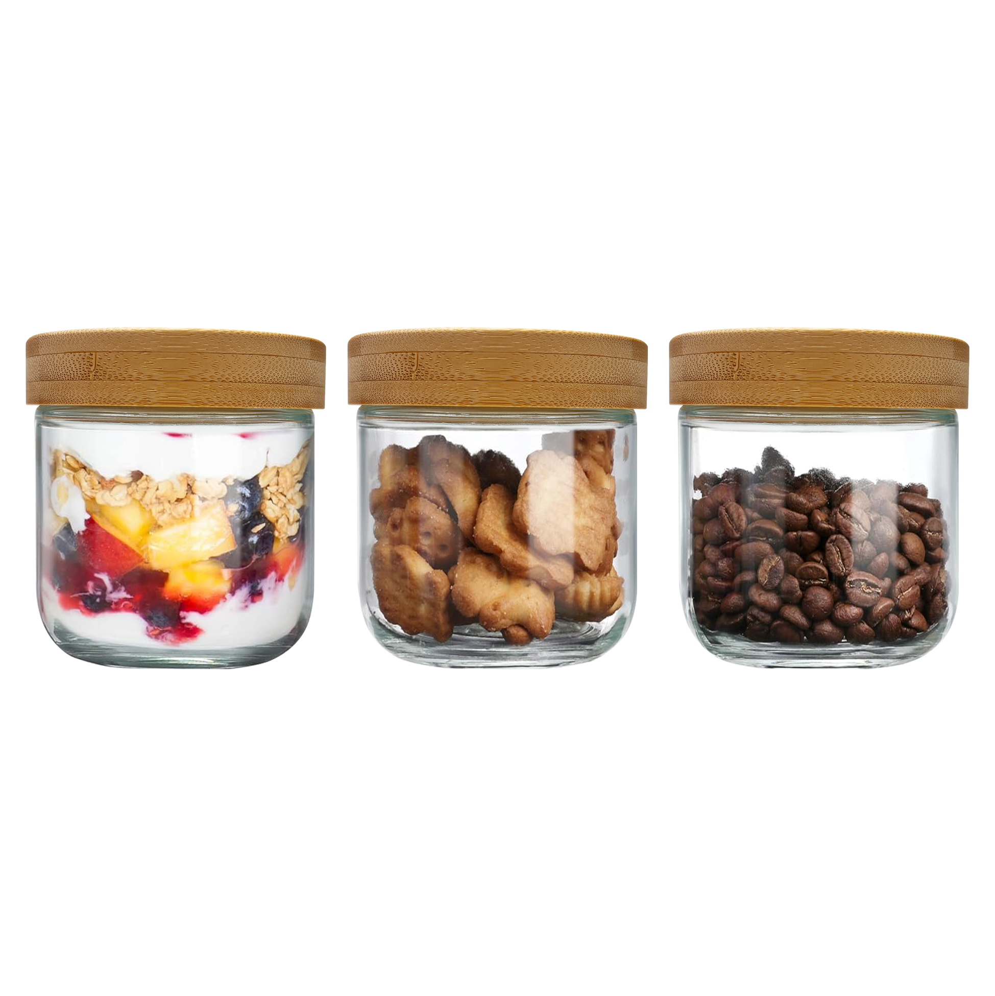3-Piece Glass Storage Jars with Bamboo Lids