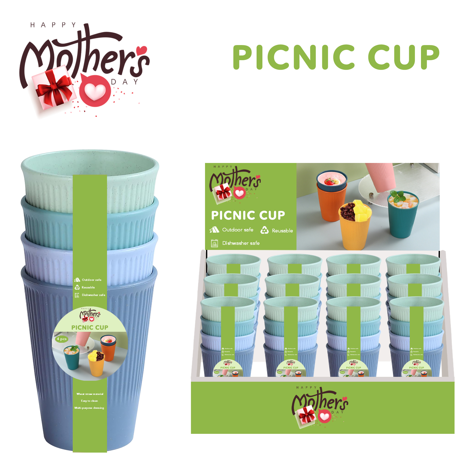 Textured Multi-color Plastic Drinking Cups Ribbed Design Plastic Beverage Cups