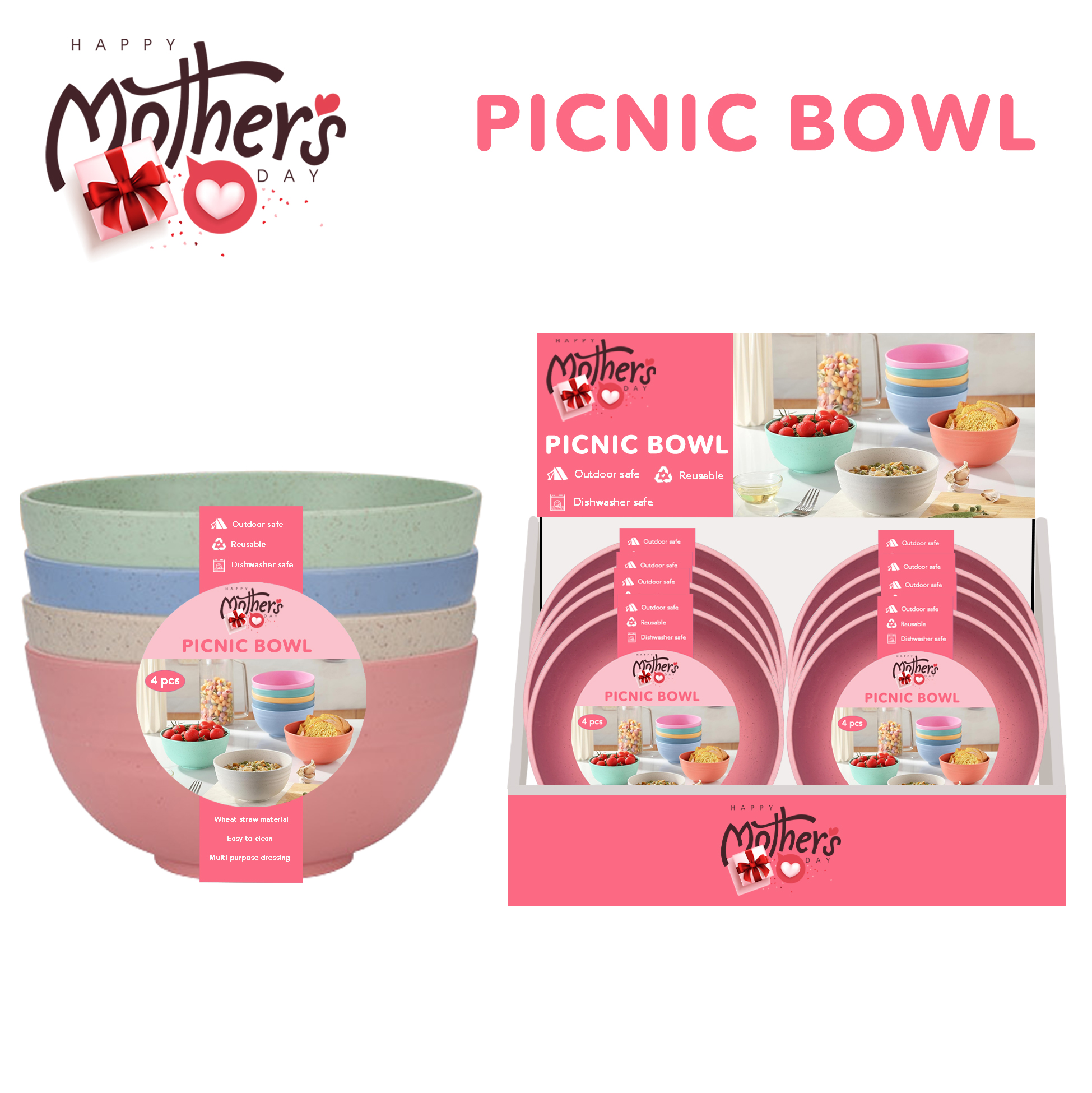 Multi-color Plastic Dining Bowls Vibrant Colored Plastic Meal Bowls