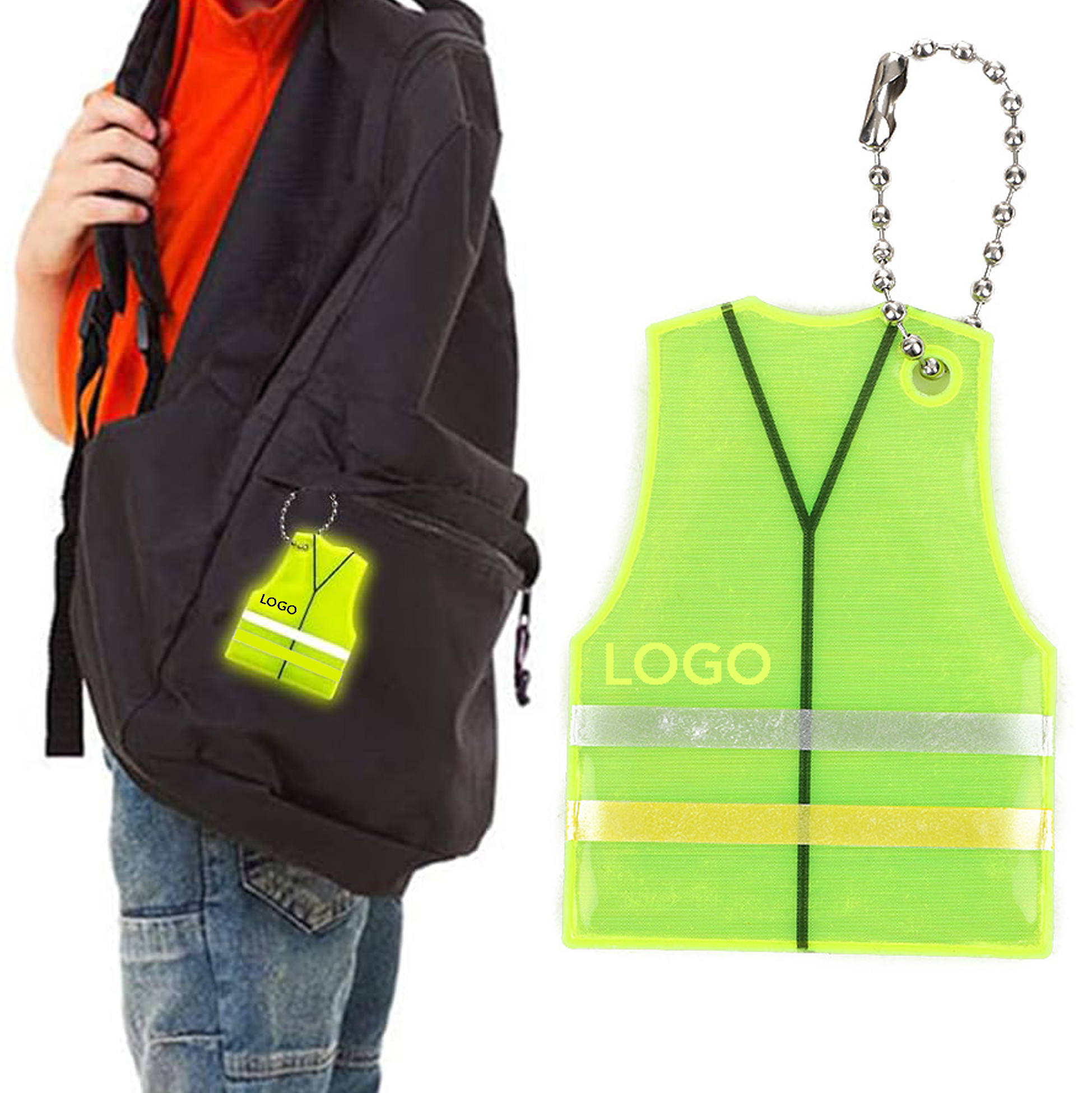 Mini Reflective Safety Vest Keychain Neon Yellow Safety Vest Keyring