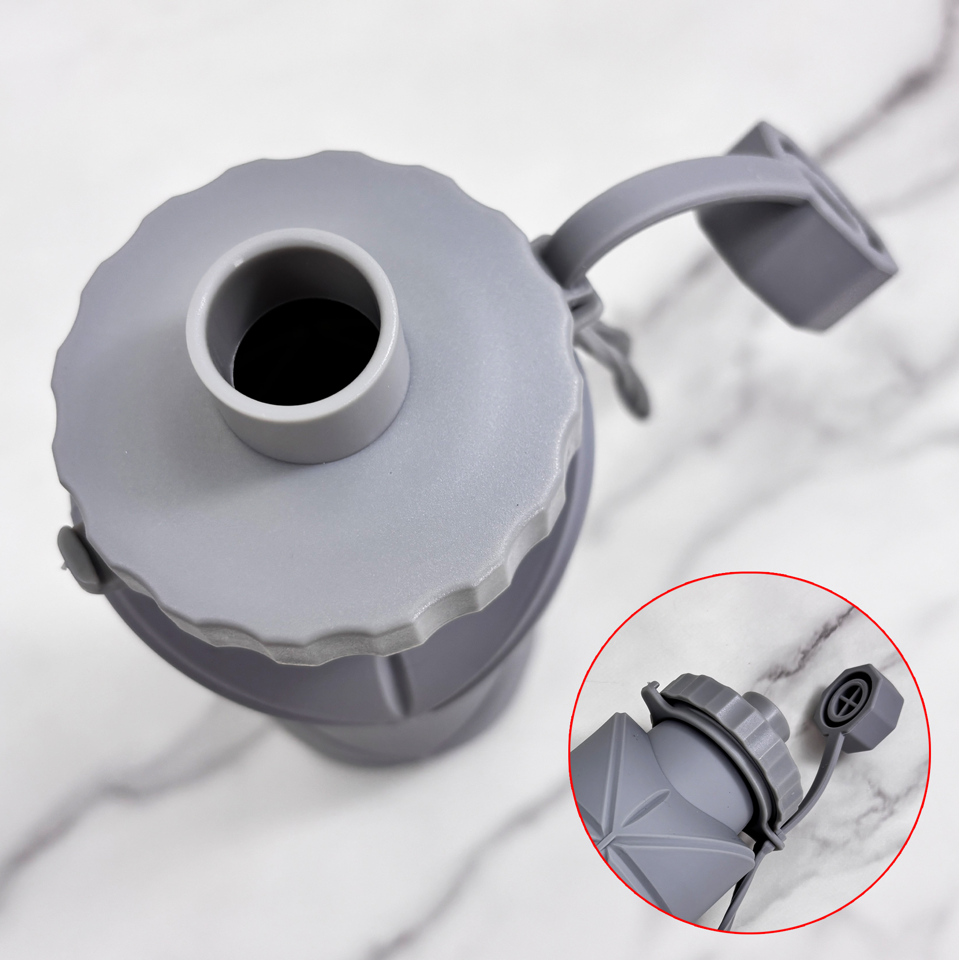 Gray Silicone Collapsible Water Bottle
