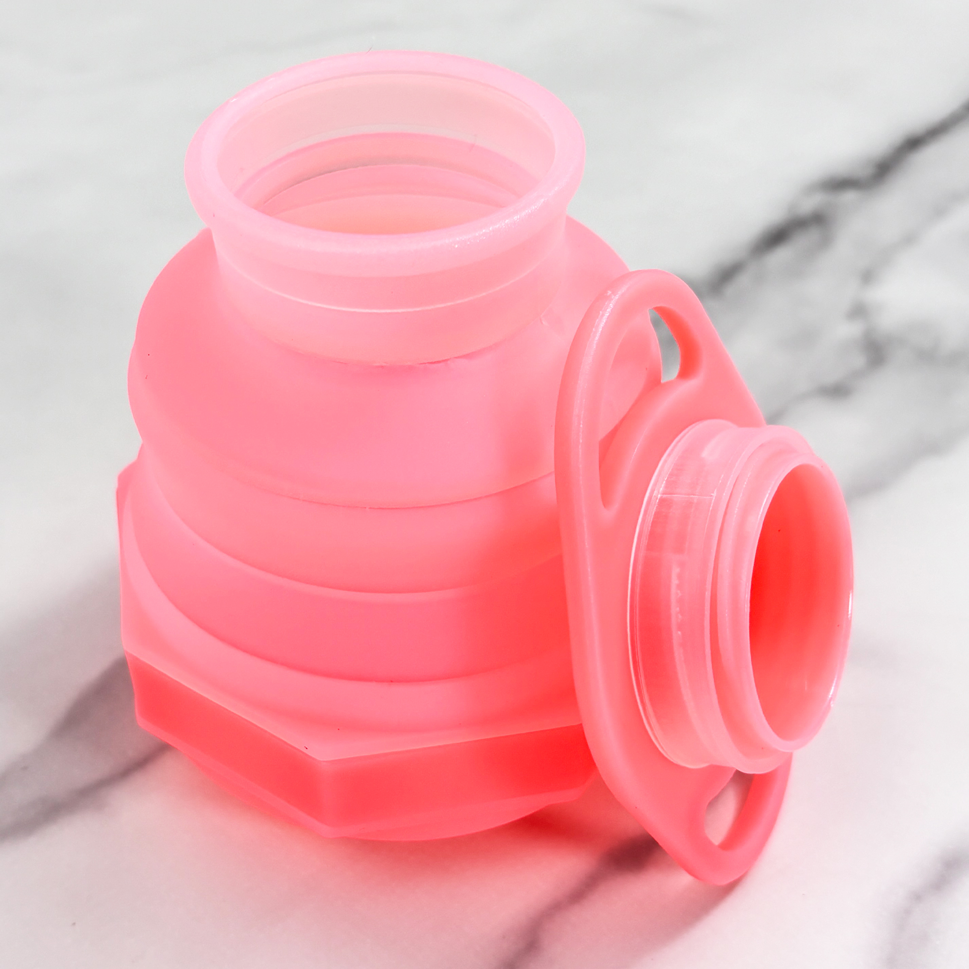 Pink Silicone Collapsible Water Bottle