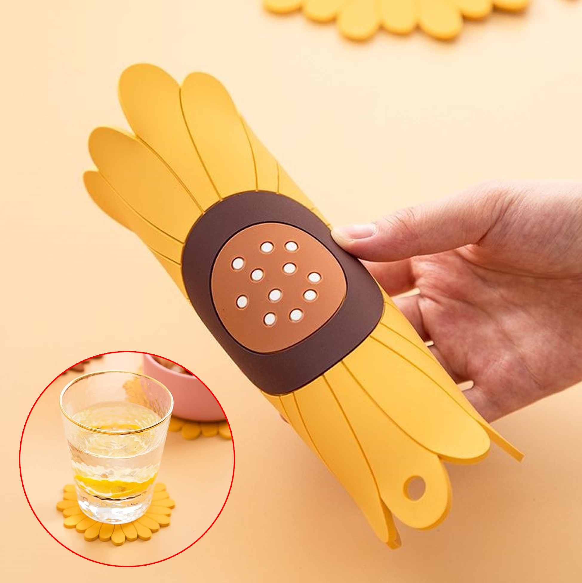 Anti-Hot Trivet Mat,Sunflower Anti-Heat Pan Mat,Antislip Heat Resistant Placemat