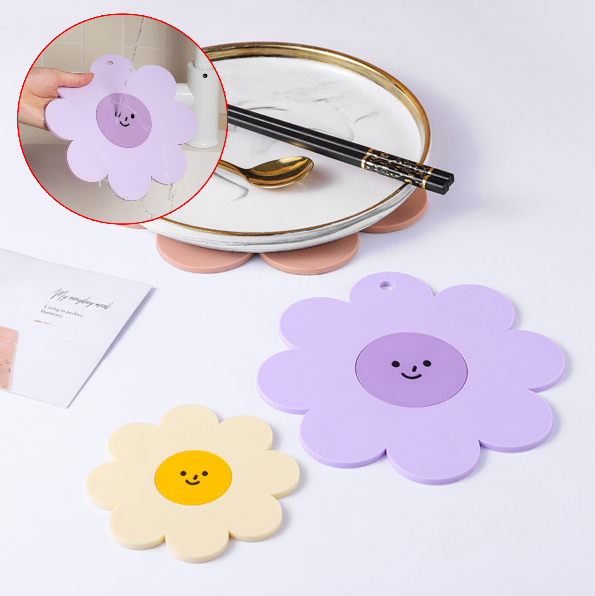 Cute Silicone Coasters for Drinks Absorbent Colorful Cup Coasters