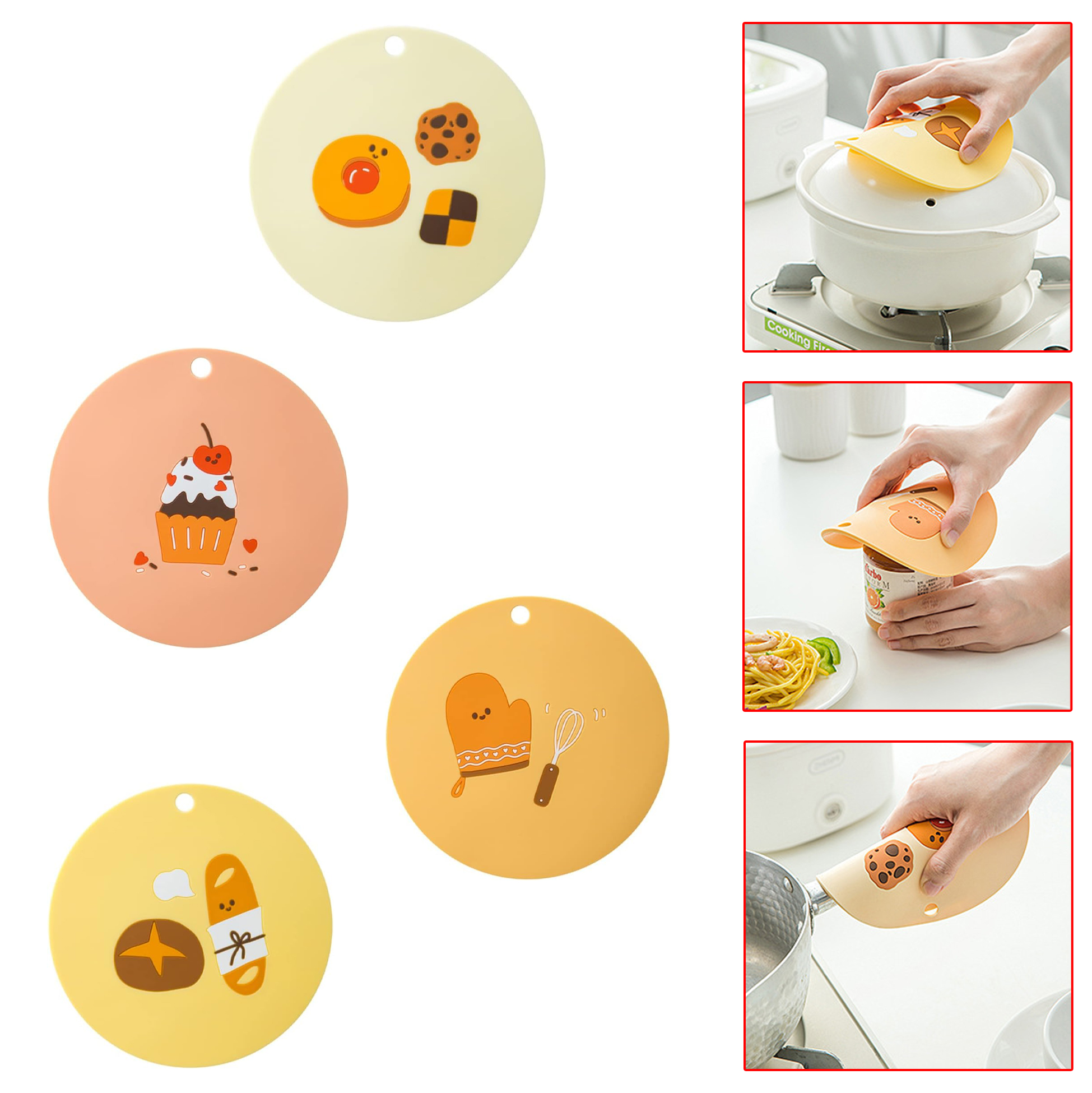 Set of 3 Silicone Insulation Pad Dining Table Mat Anti-Slip Coaster Anti-Slip Coaster Kitchen Accessories