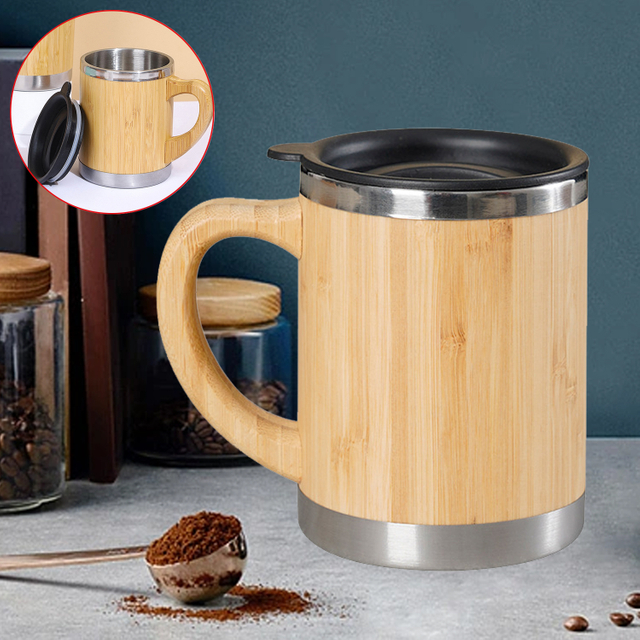 Coffee Mug Travel Mug Wholesale Wooden 300ML with Handle And Lid Coffee Cup Mug