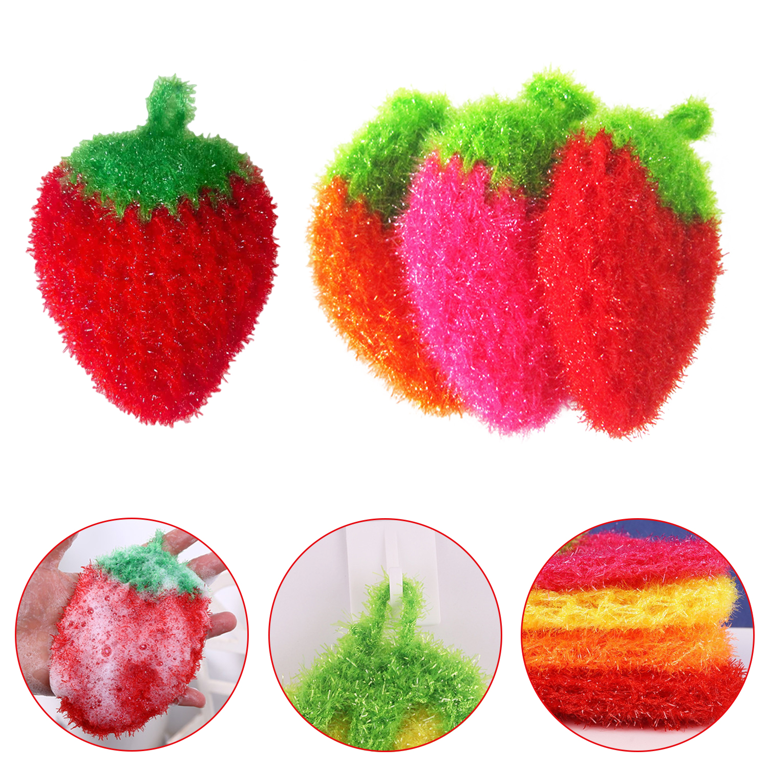 Dish Towel Non-stick Oil Kitchen Cleaning Brush Pot Dish Cloth Creative Strawberry