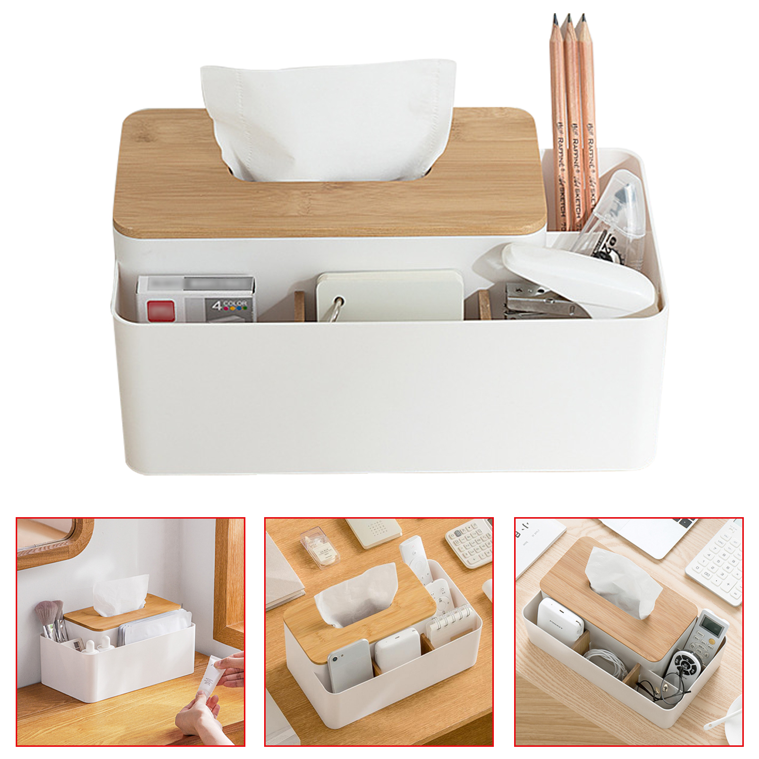 Tissue Box Remote Control Holder Makeup Cosmetic Storage Box Napkin Paper Container Desktop Organizer Home Decoration Tools