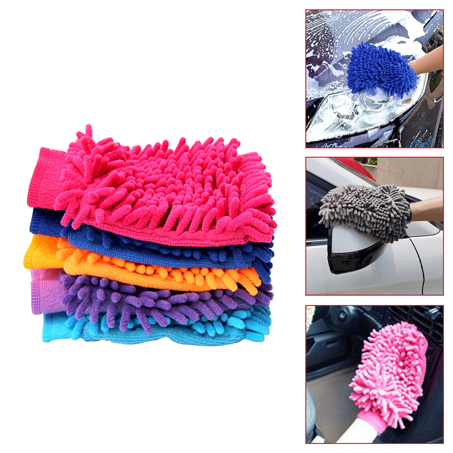 Car Wash Mitt Glove Microfiber Waterproof Car Cleaning Automotive Chenille wash glove