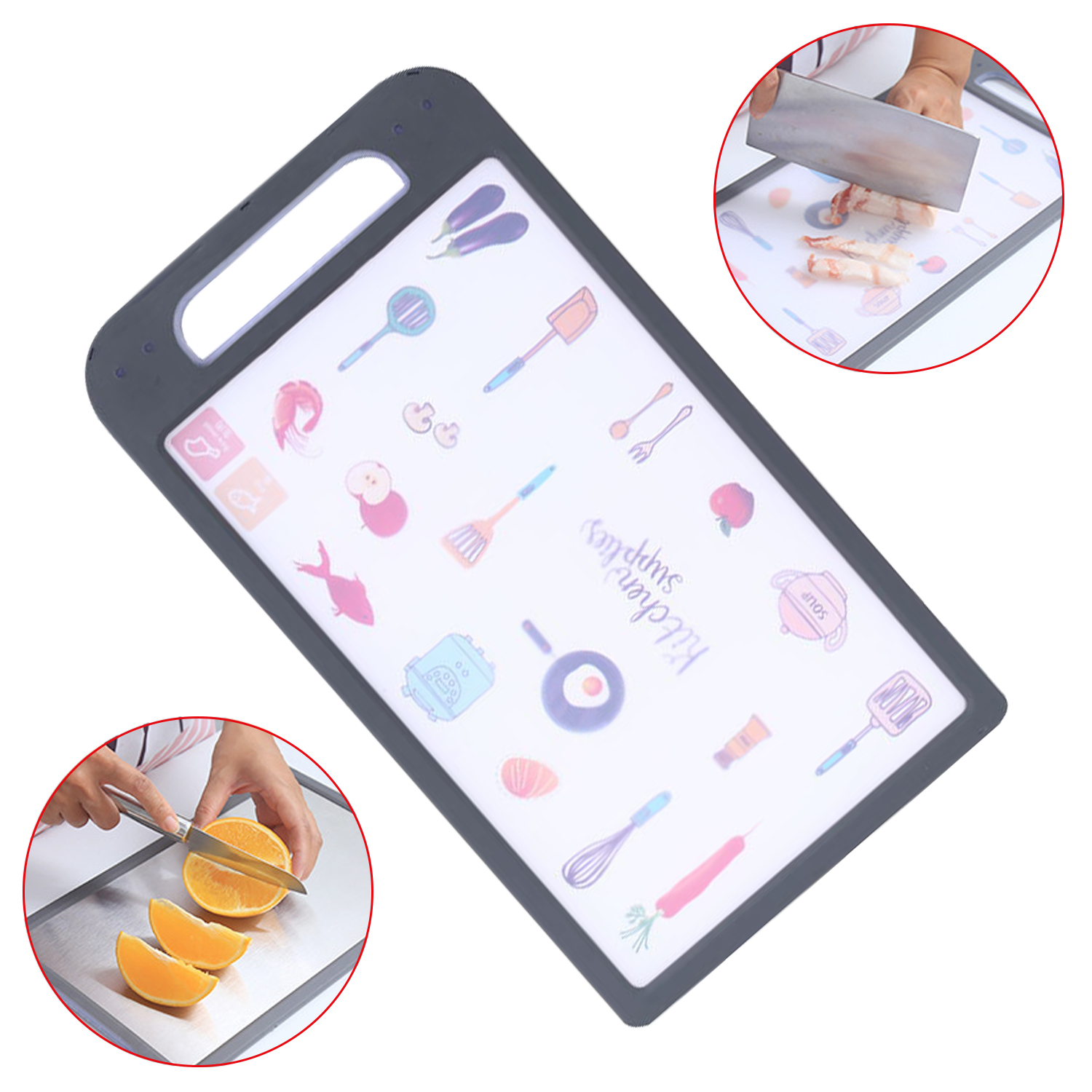 High Quality Double Sided Home Kitchen Stainless Steel And PP Cutting Chopping Board Chopping Board With Handle