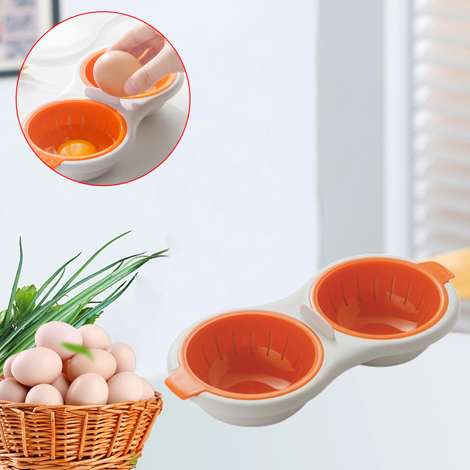 Microwave Egg Poacher Poacher Round Draining Double Cup Egg Boiler Egg Poacher Kitchen Steamed Egg Tools