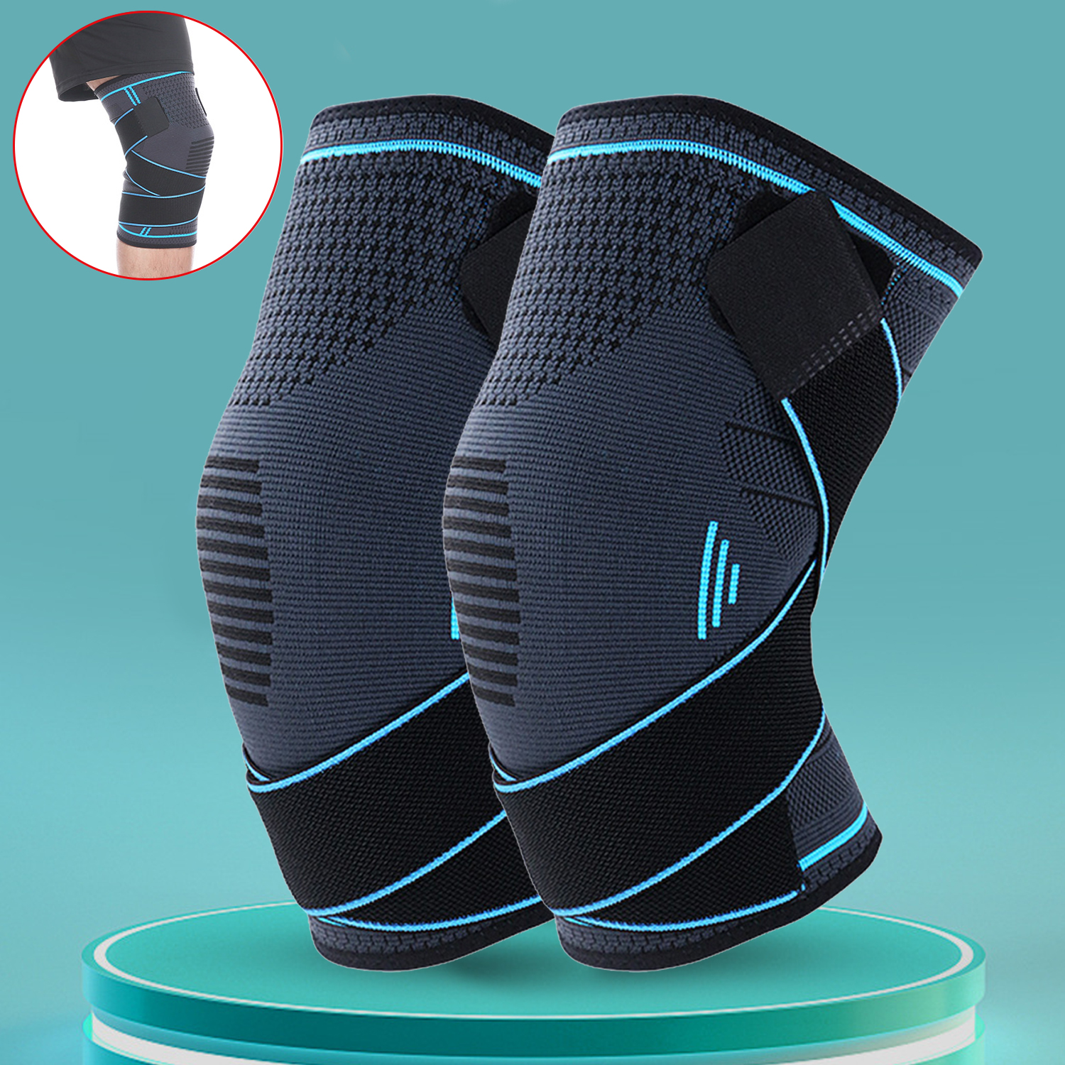 Wholesale Knee Brace Adjustable Knee Bandage Breathable Knee Brace Knitted Compression Knee Sleeve Sports