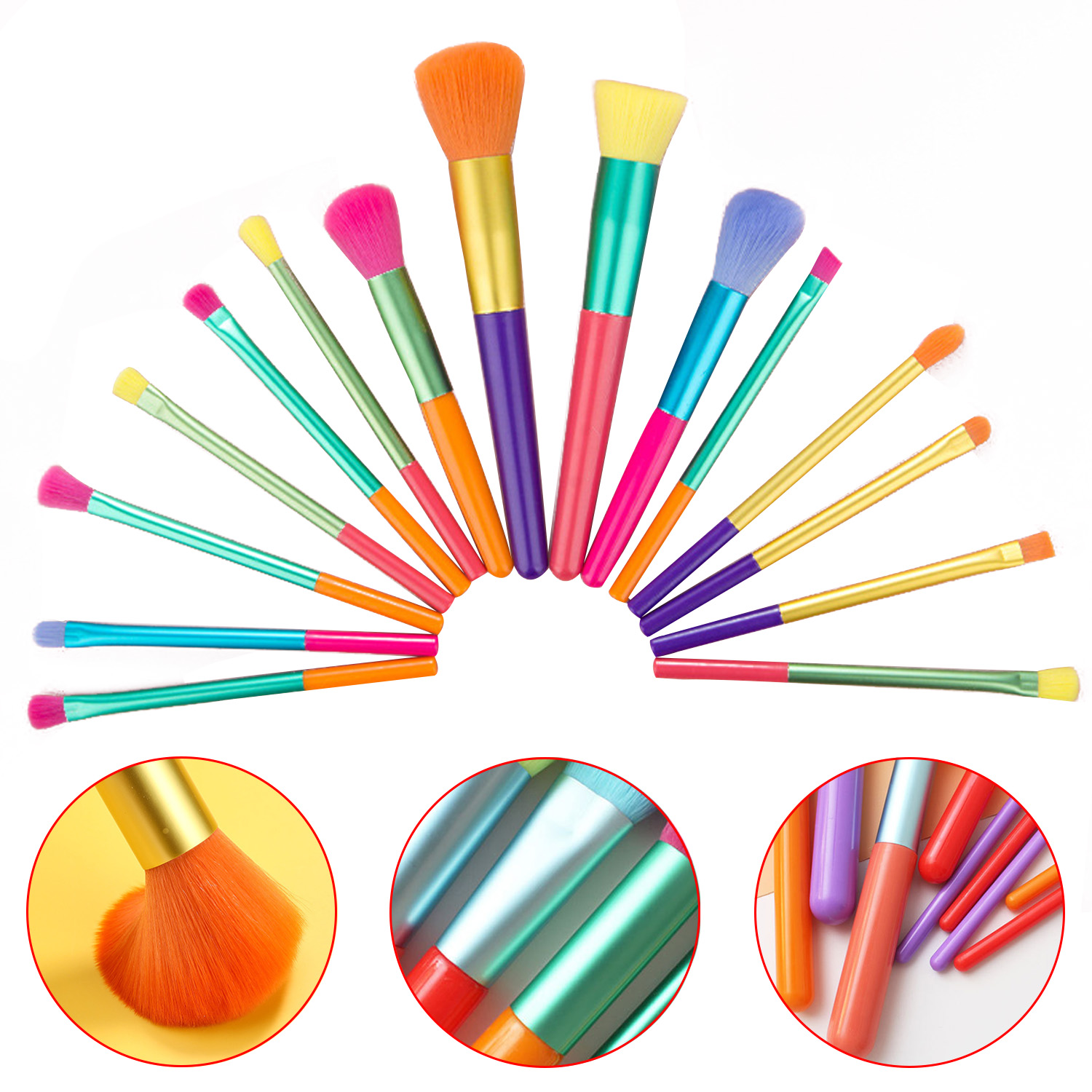 15 Pcs Makeup Brushes Full Set of Color Portable Beauty Makeup Tools Set