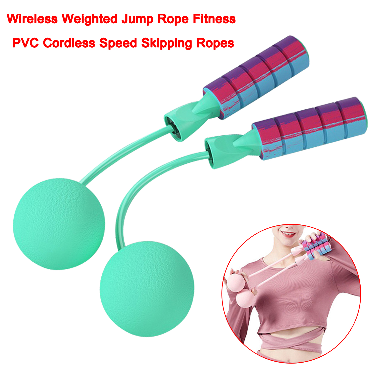 Wireless Jump Rope Weighted Cordless Jump Rope Fitness PVC Cordless Speed Skipping Ropes