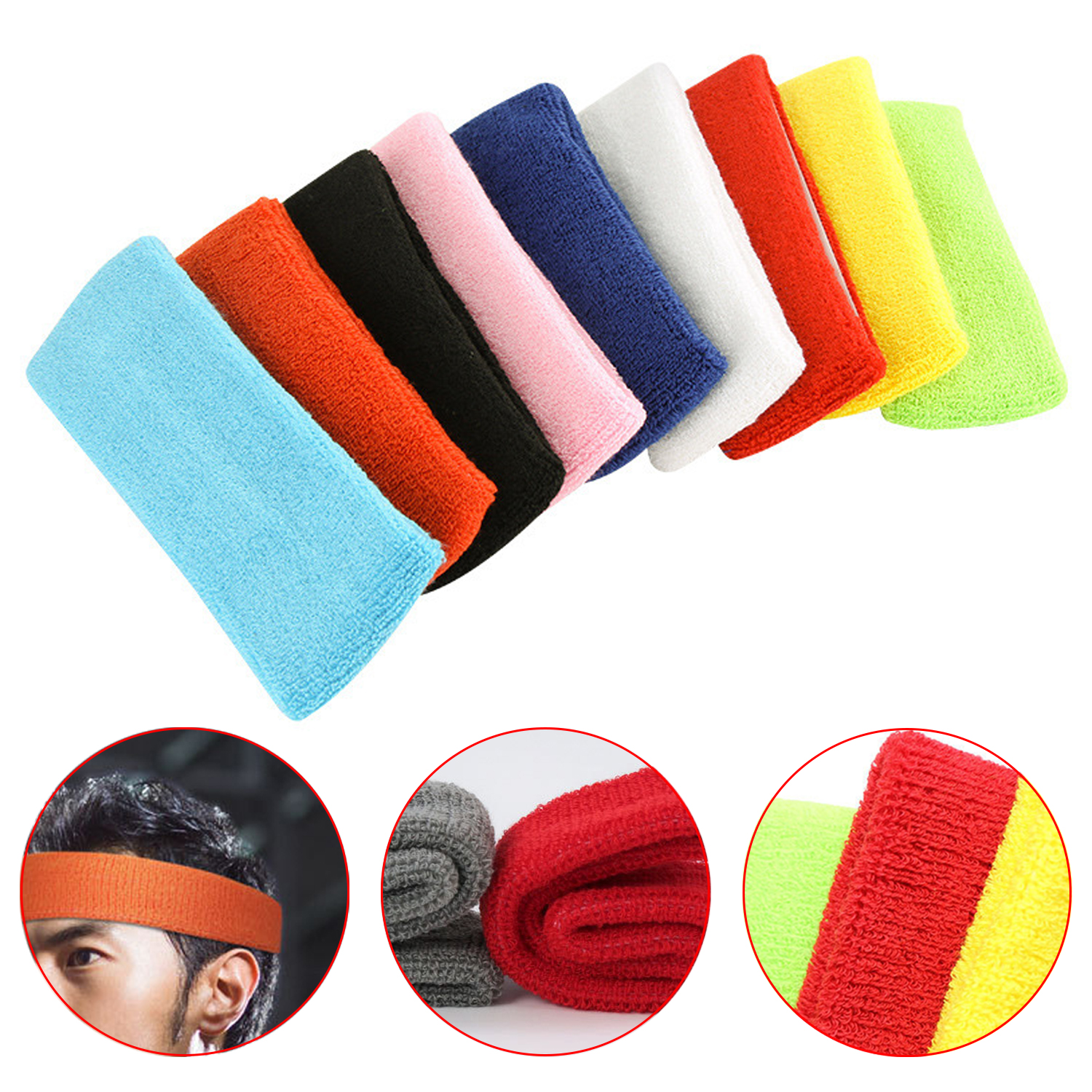 Head Workout Sweatband Cotton Sweatband Yoga Gym Stretch Head Band For Sport Elasticity Sweat Bands Sports Safety Sweatband