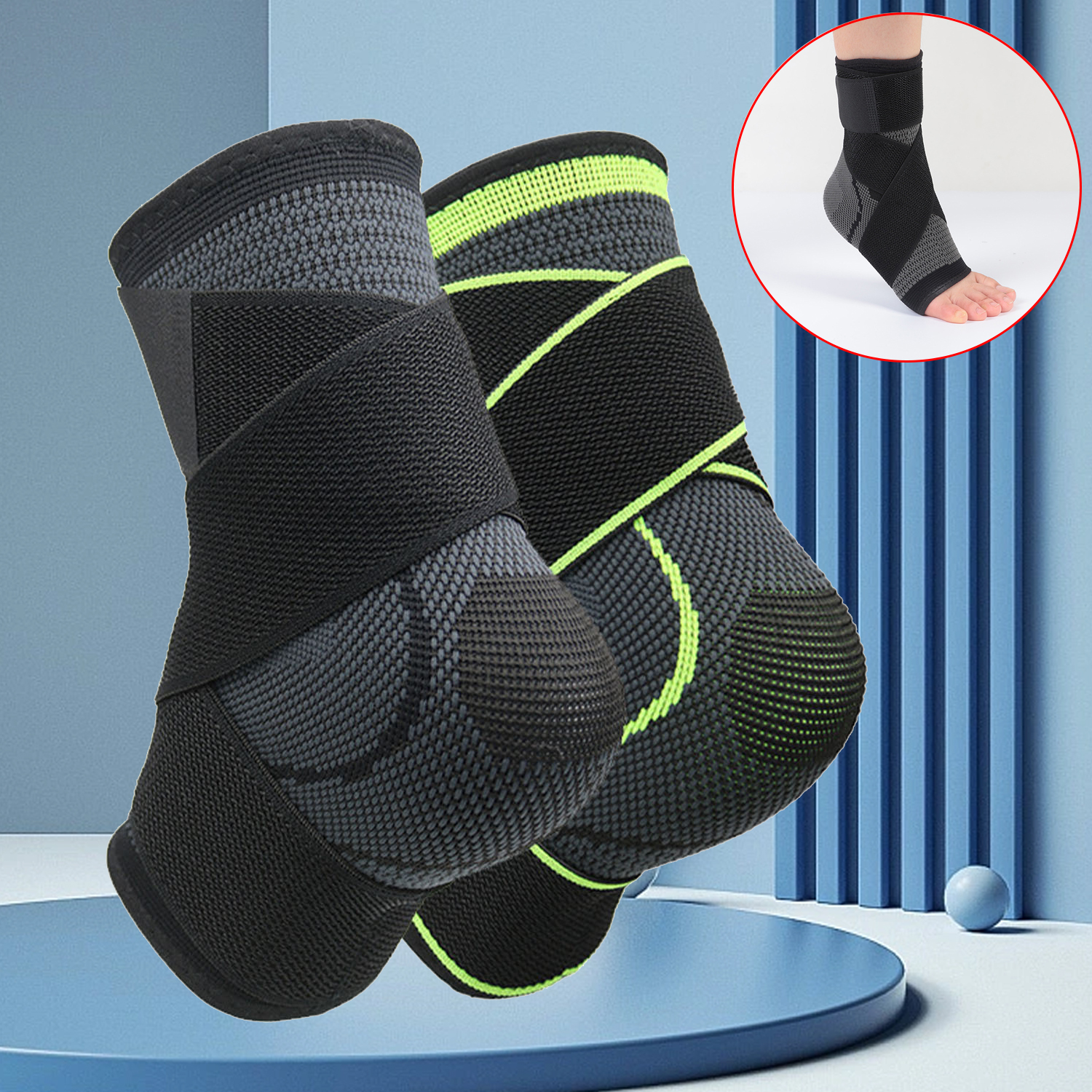 Breathable Knitted Straps Pressurized Ankle Protection Men's And Women's Professional Basketball Badminton Fitness Sprain Protection Ankle Protection
