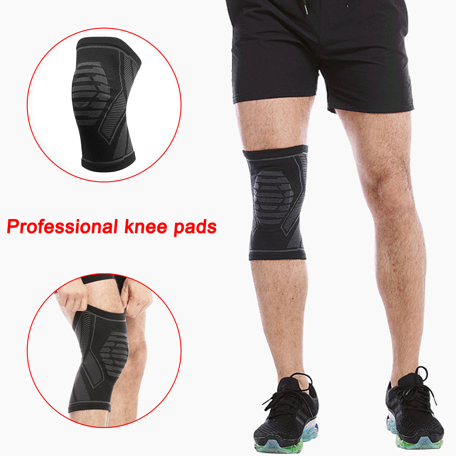 Running Fitness Elastic Knee Sleeves Knee Pad Knitted Knee Pads Warm Basketball Sports Men's Professional Knee Sheath Breathable Thin Knee Pad