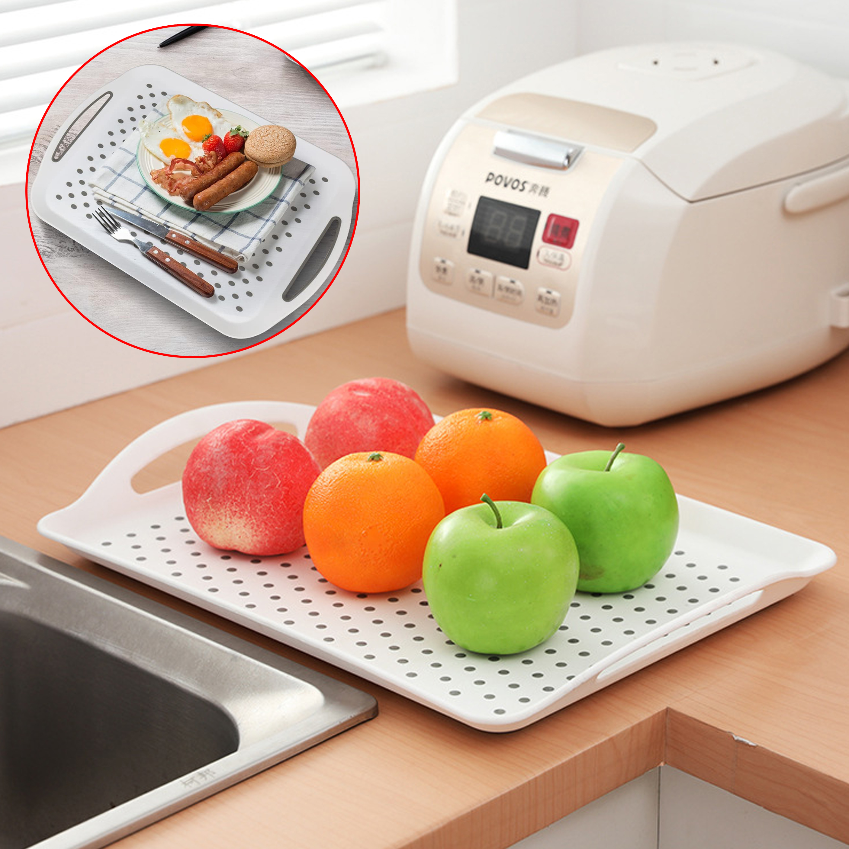 Square PP Plastic Tray with Drainage Holes