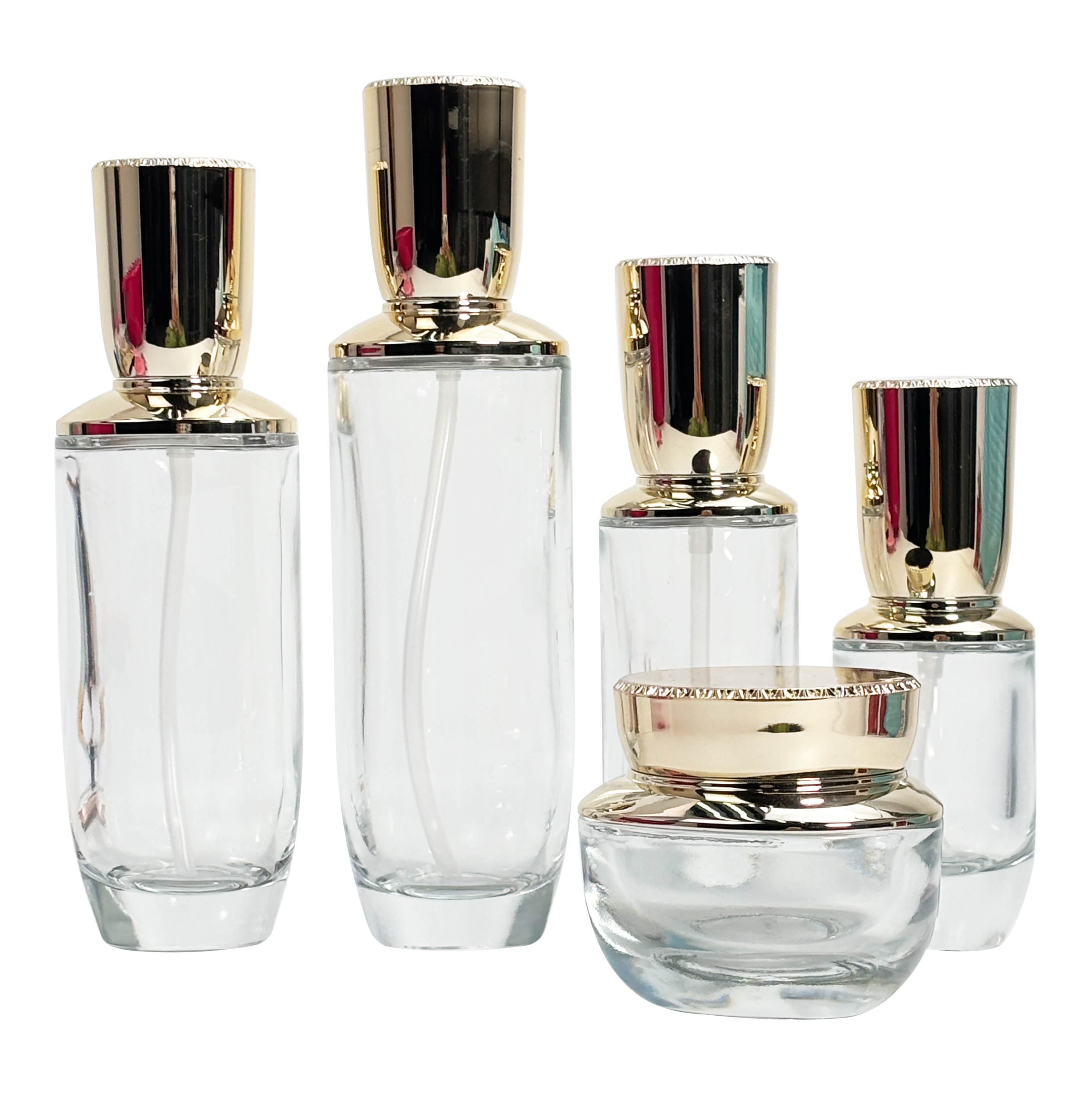 Glass Lotion Bottle with Electroplated Lid