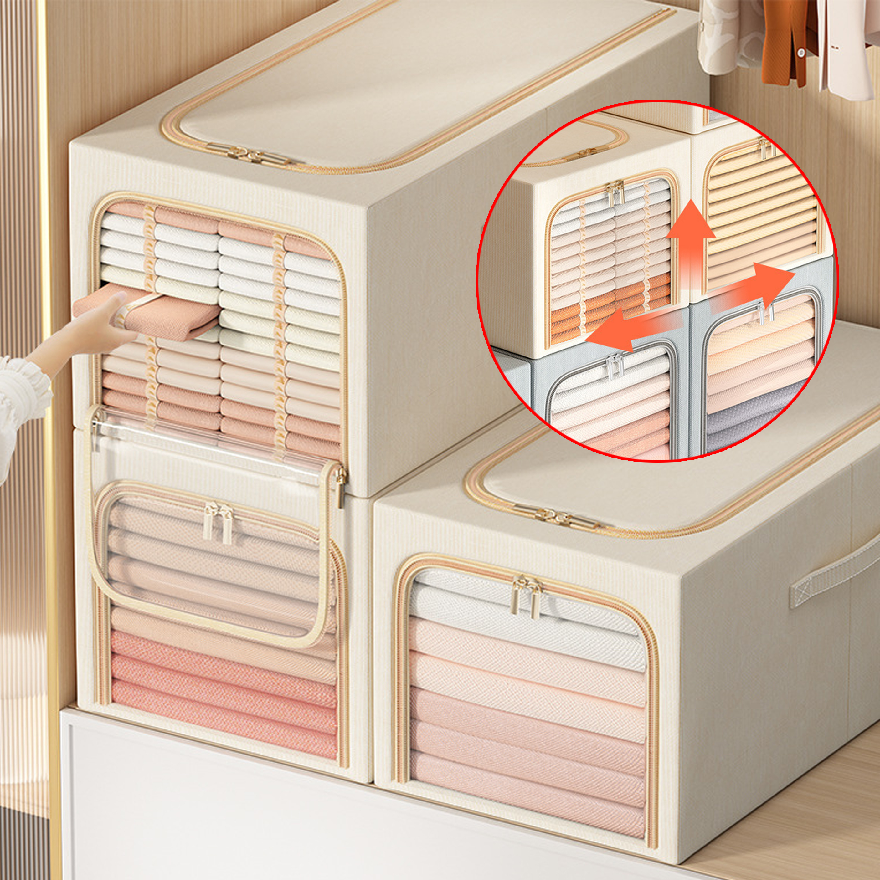 Foldable Clothes Storage Box with Window