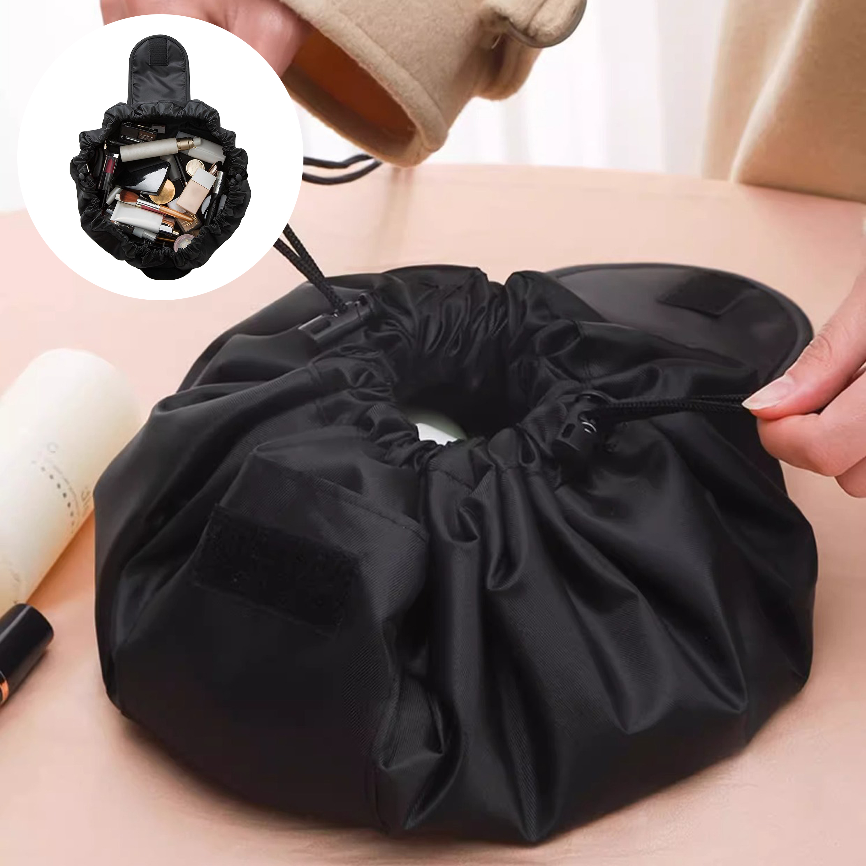 Foldable Drawstring Travel Cosmetic Organizer Bag