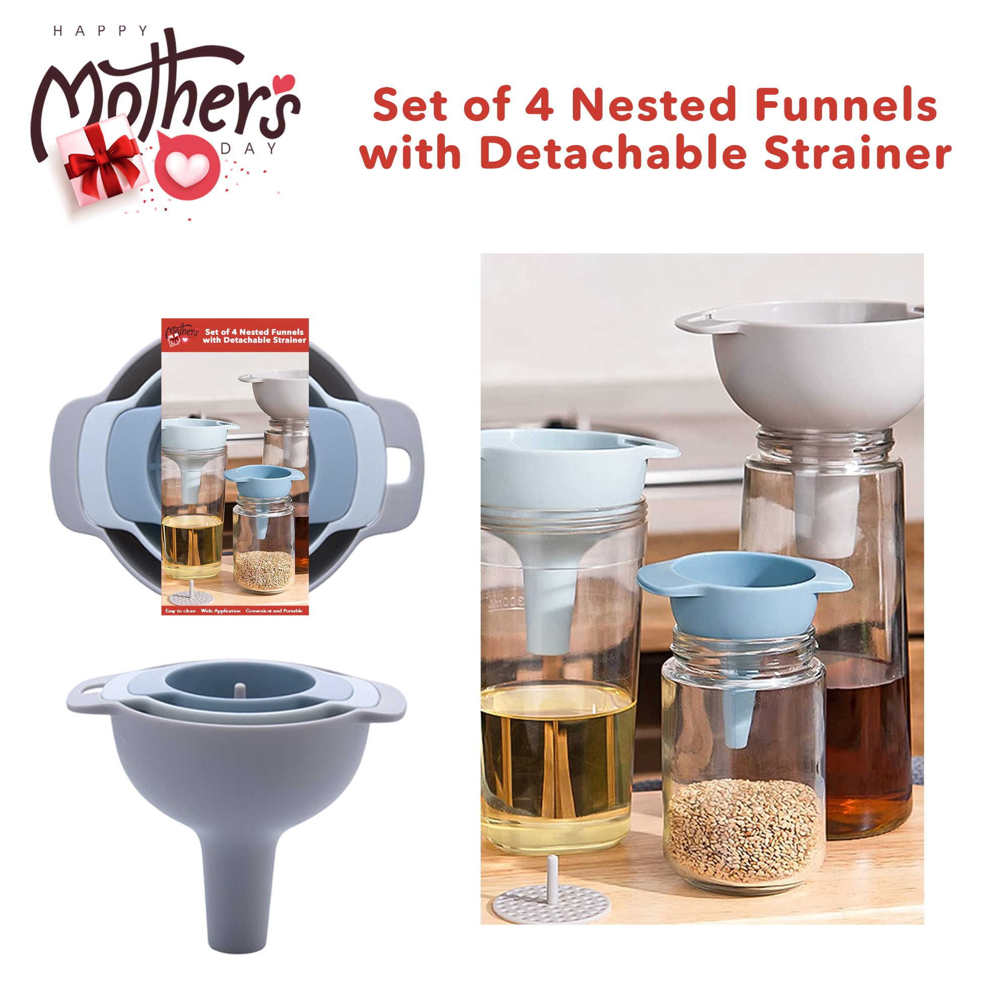 Mother's Day Gifts 4-piece Nested Funnels Set