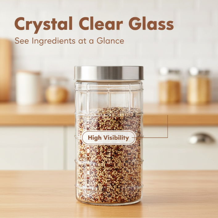 Textured Glass Storage Jar Borosilicate Glass Canister