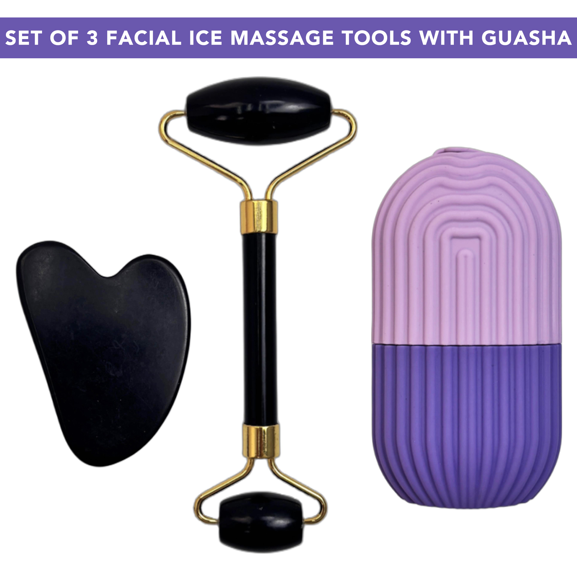 Set of 3 Facial Ice Massage Tools with Guasha