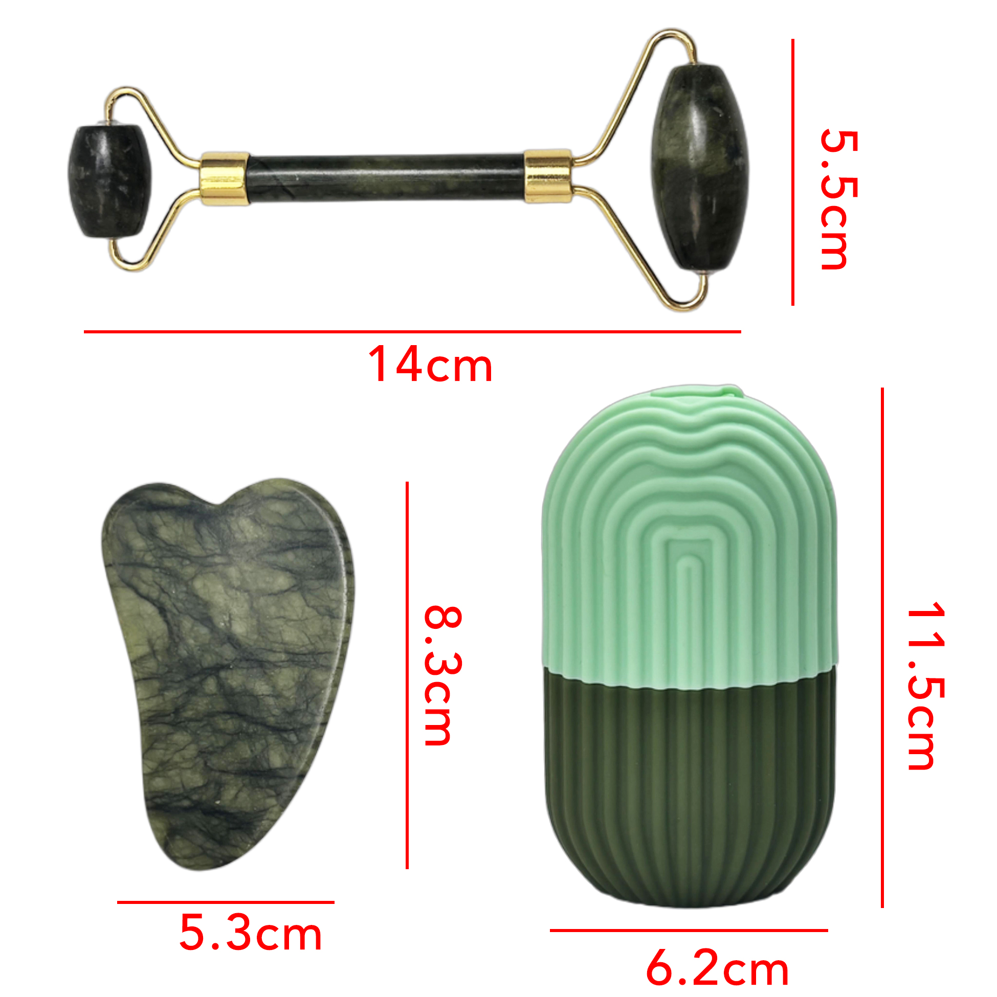 Set of 3 Facial Ice Massage Tools with Guasha