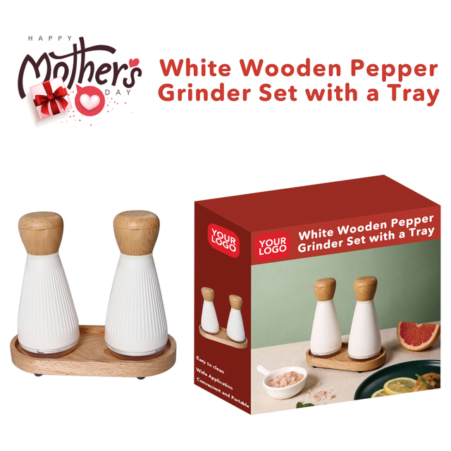 Mother's Day Gifts White Wooden Pepper Grinder Set