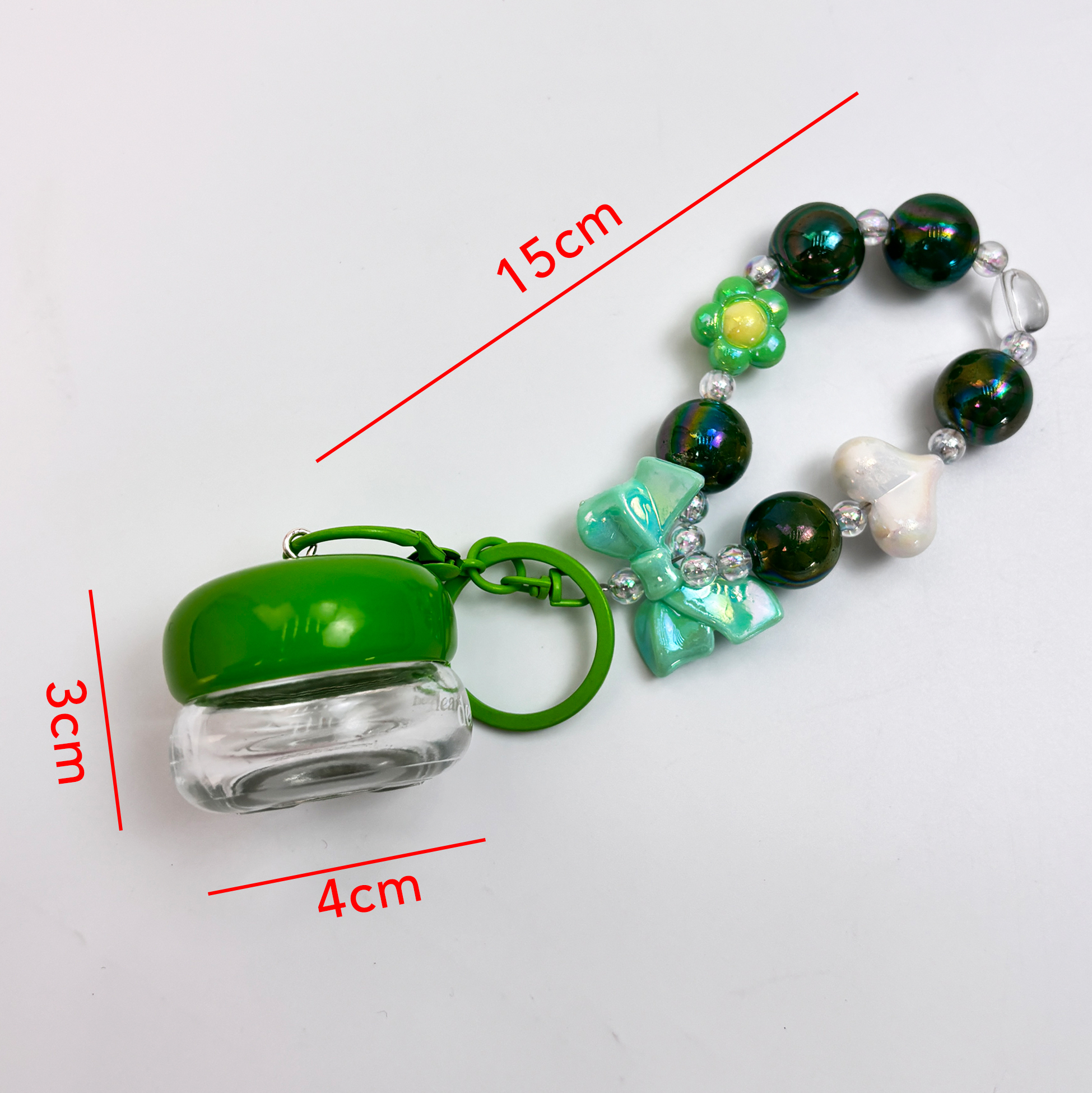Beaded Charm Travel Cream Jar Keychain