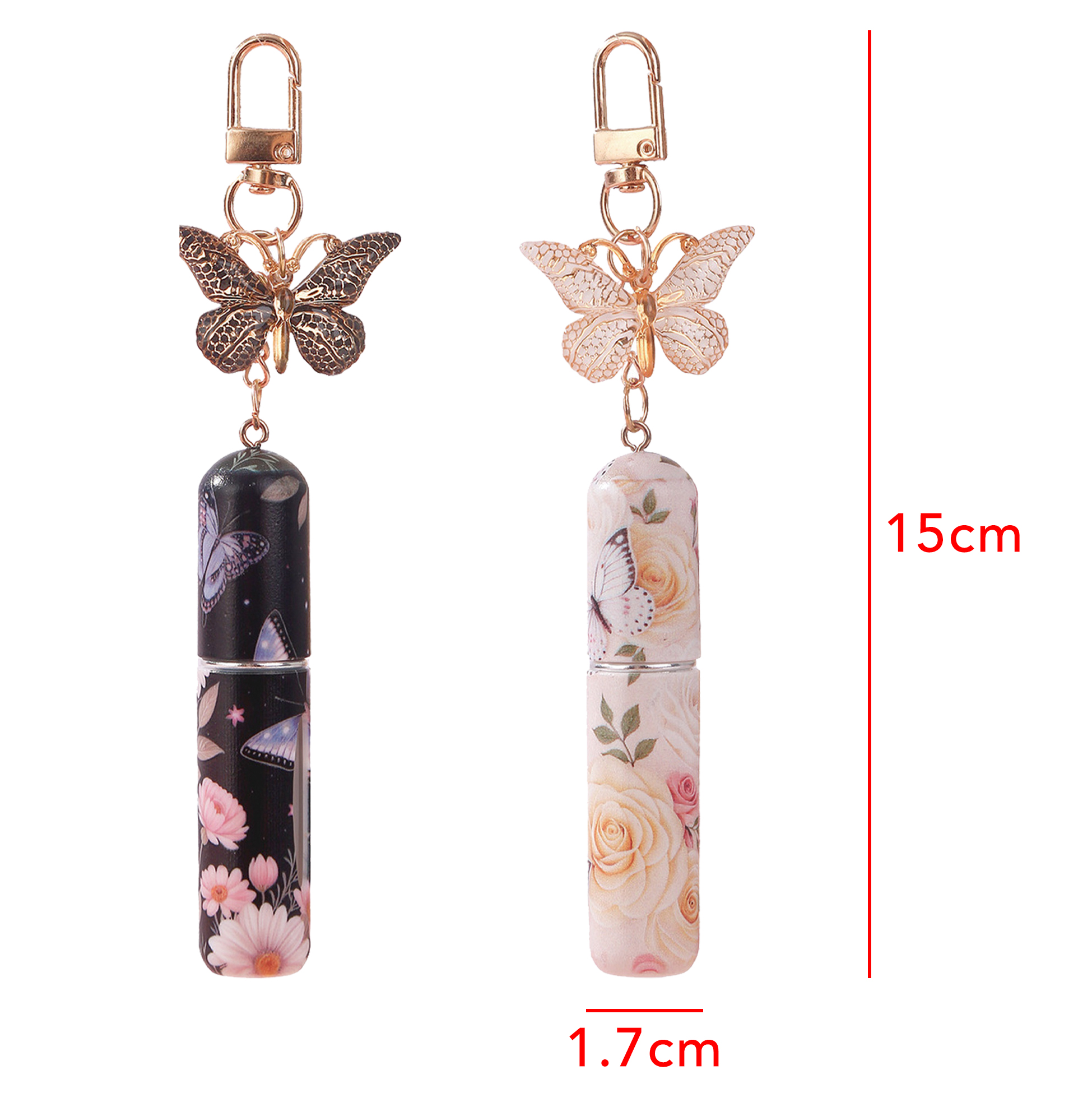Floral Butterfly Perfume Atomizer Keychain