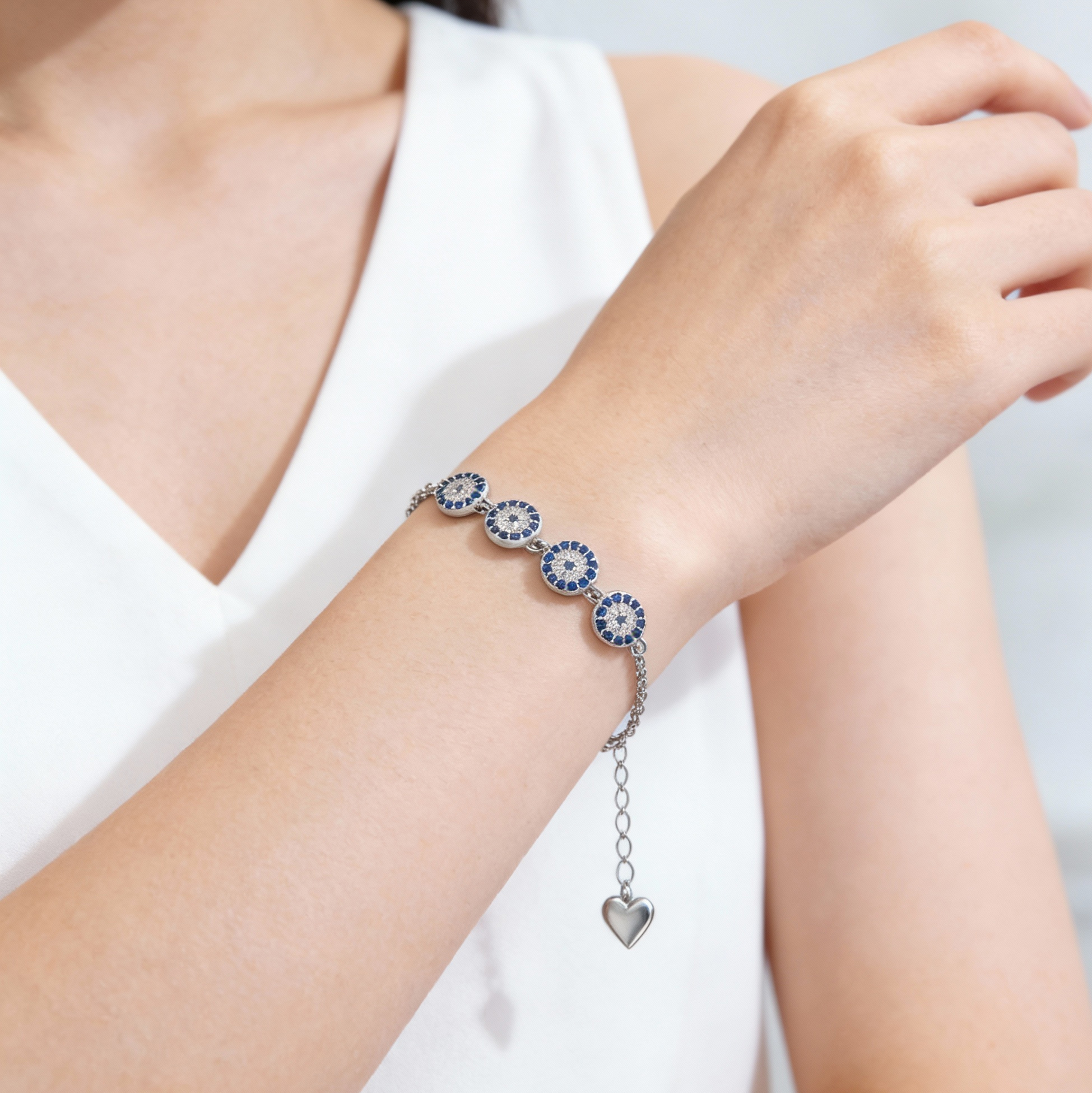 Mother's Day Evil Eye Silver Bracelet Luxury Silver Evil Eye Bracelet